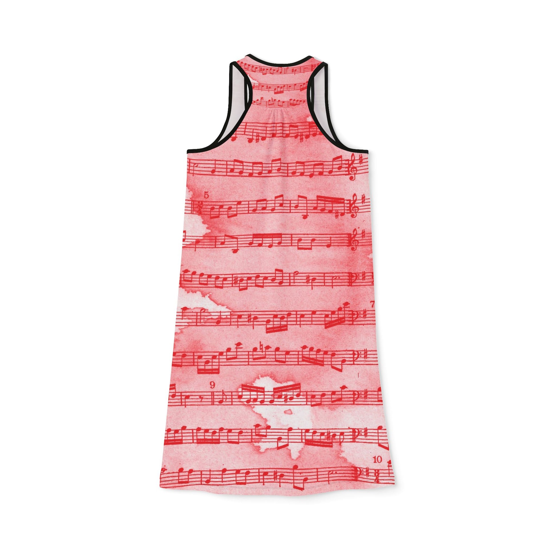 Drip Spill Type Beat Sheet Music Red Women's Racerback Dress (AOP), Artsulli - Art is Long, Life is Short, Tank Top, , , , , , , 