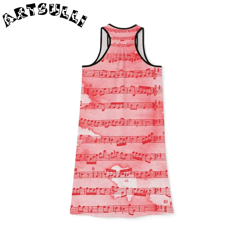 JAKKOUTTHEBXX Pink Musical Notation Sleeveless Dress 2025