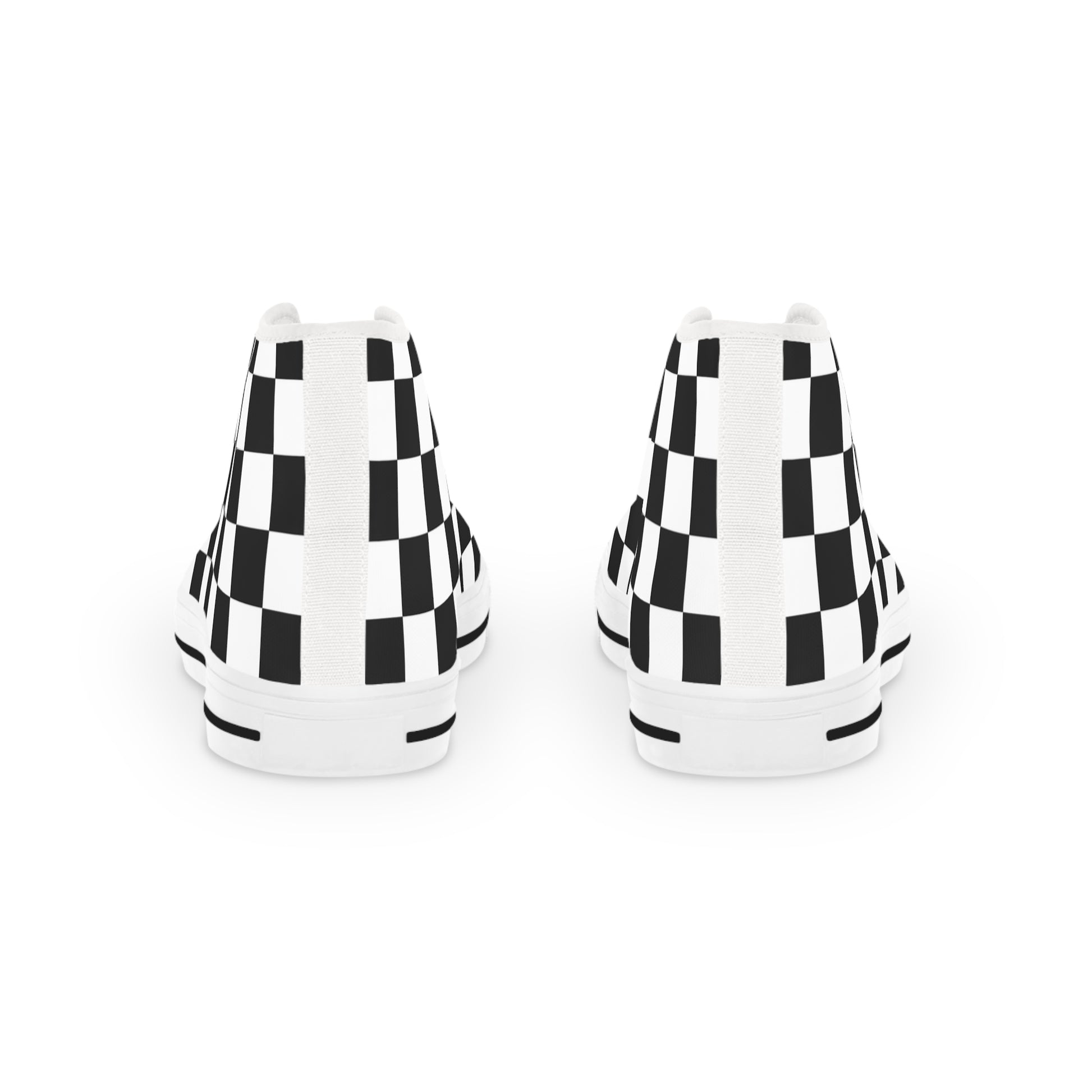 Checkerboard White and Black Men's High Top Sneakers, Artsulli - Art is Long, Life is Short, Shoes, , , , , , , 