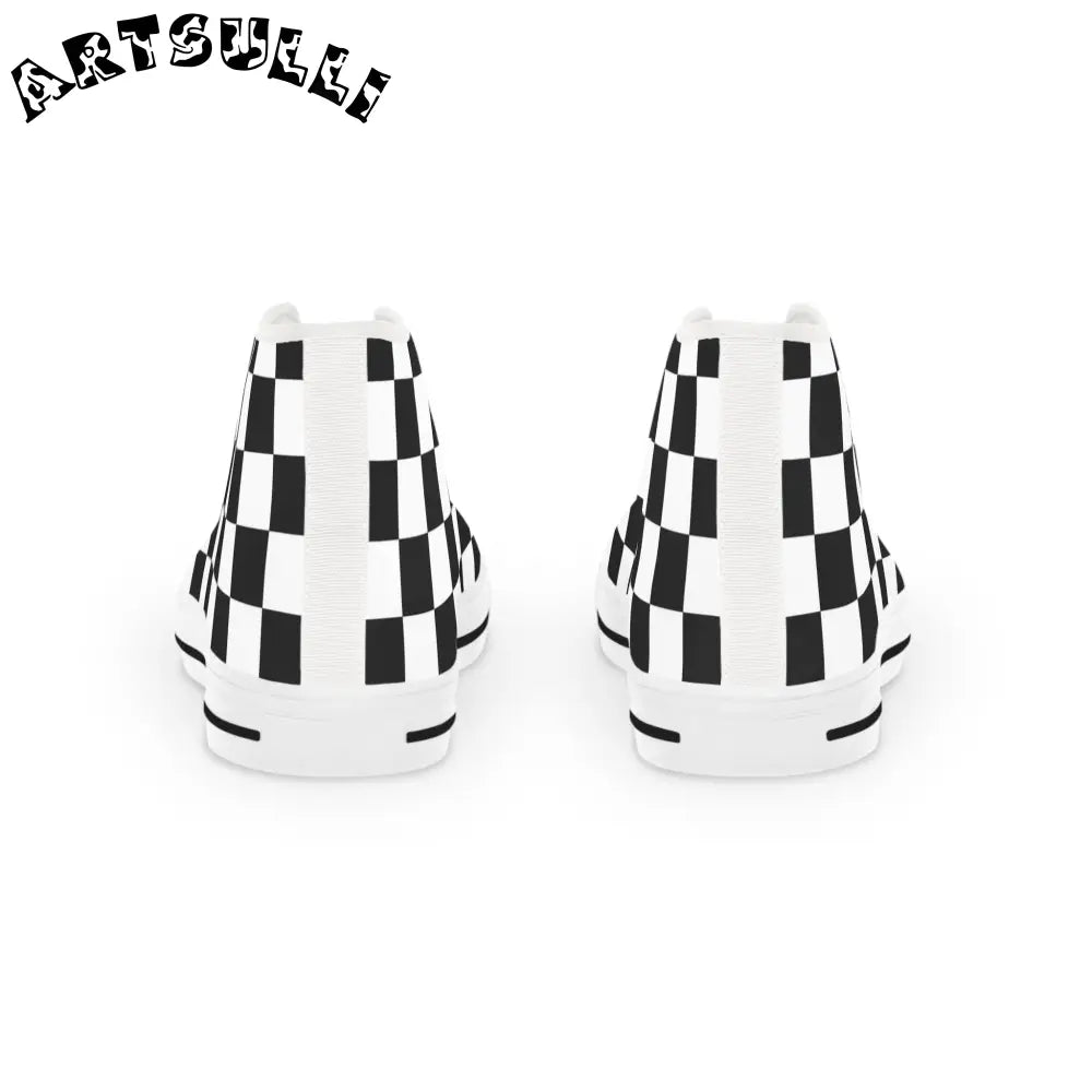 JAKKOUTTHEBXX Checkerboard White and Black Men’s High Top Sneakers