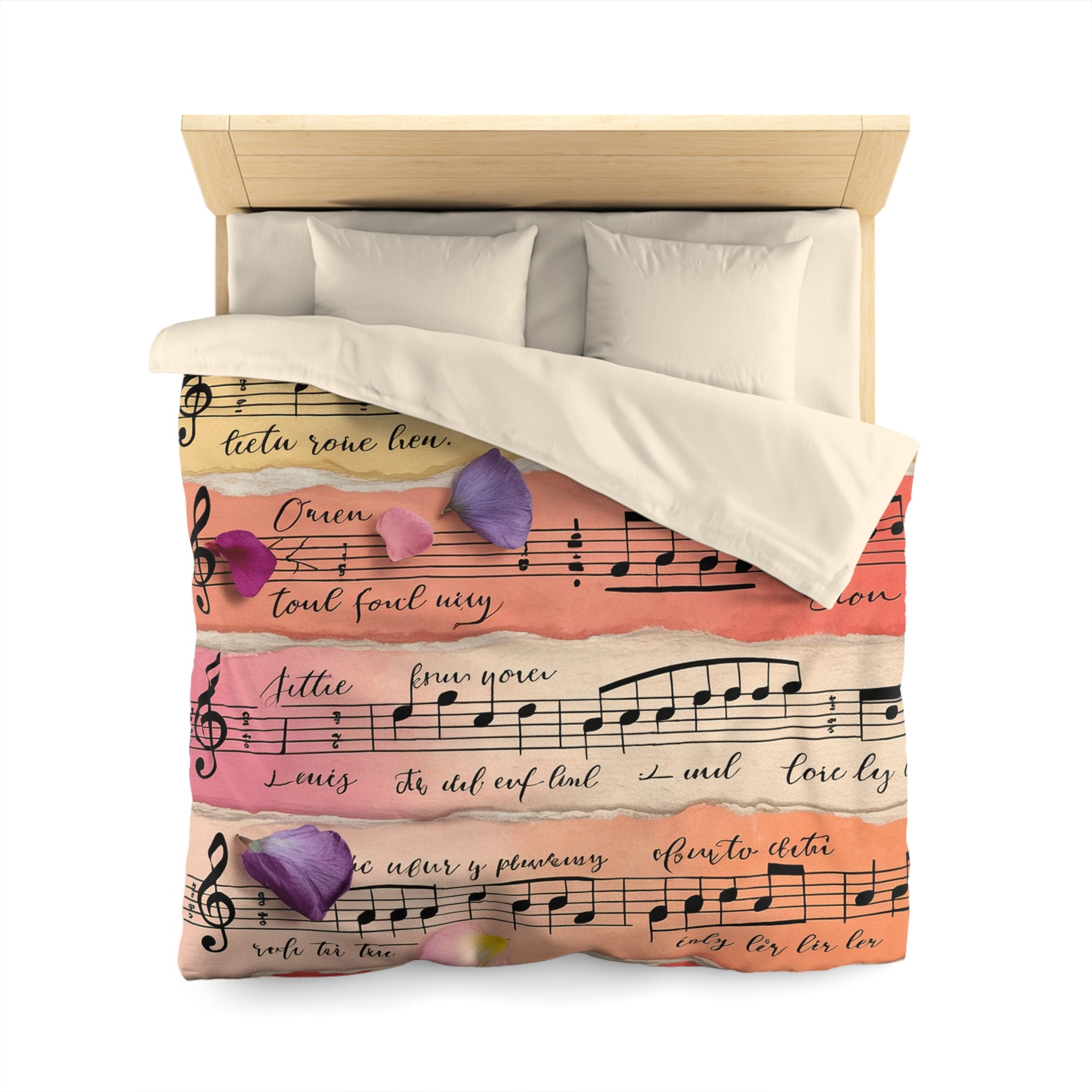 Torn Type Beat Sheet Music Multi-Color Microfiber Duvet Cover, Artsulli - Art is Long, Life is Short, Home Decor, , , , , , , 