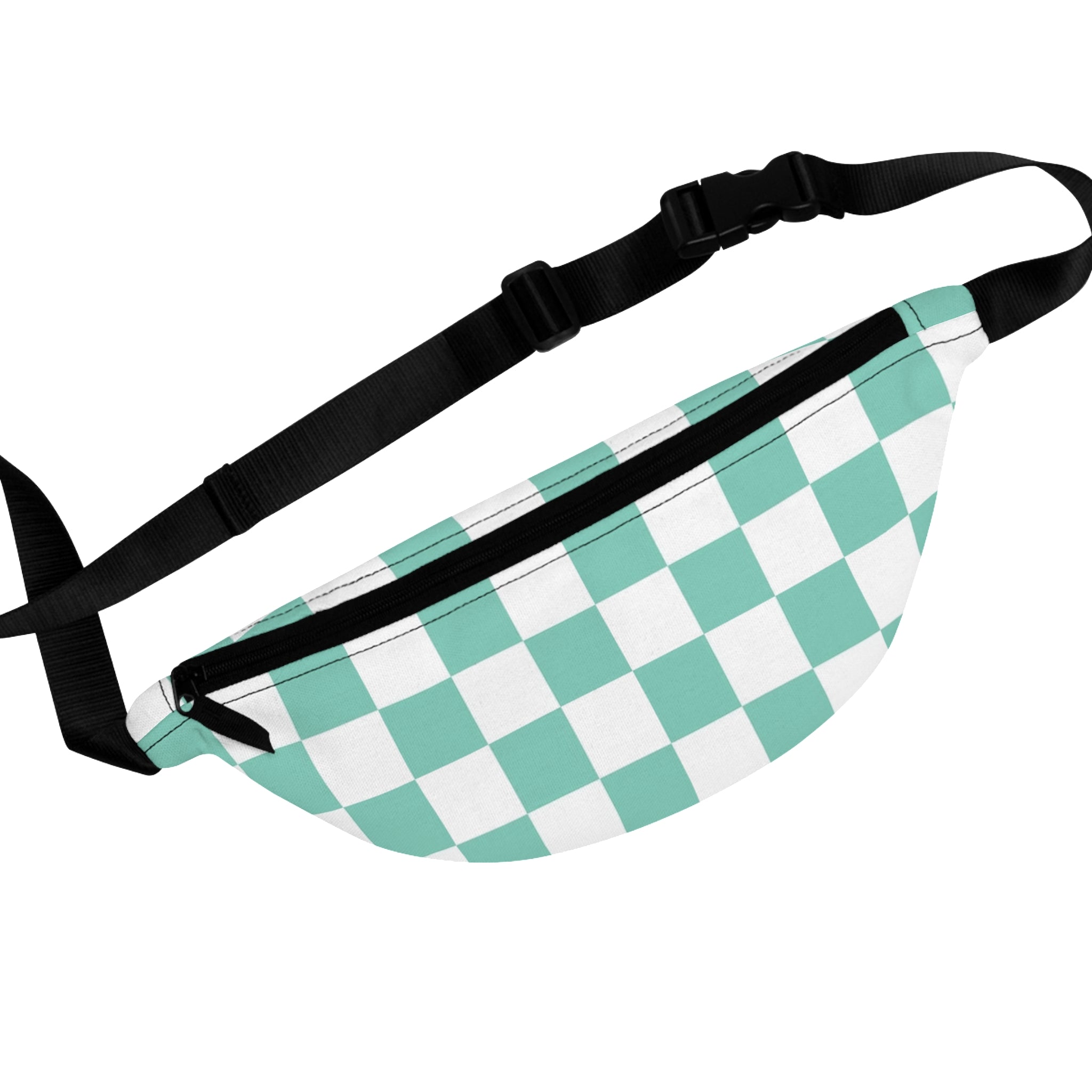 Checkerboard Light Green Fanny Pack, Artsulli - Art is Long, Life is Short, Bags, Size, One size, , , , , 11951236841710771537