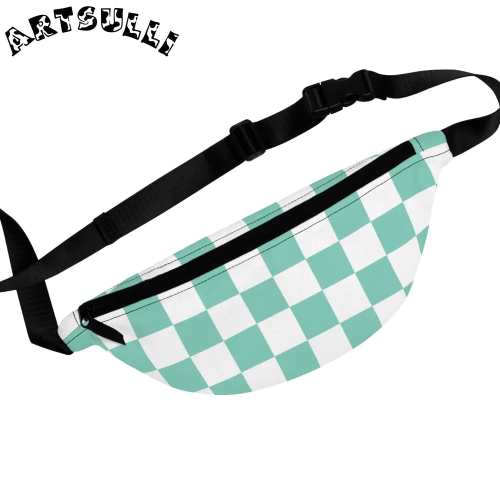 JAKKOUTTHEBXX Checkerboard Light Green Fanny Pack JAKKOUTTHEBXX