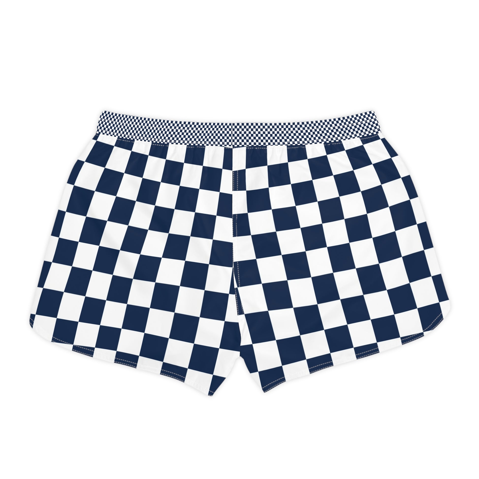 Checkerboard White and Navy Blue Women's Casual Shorts (AOP), Artsulli - Art is Long, Life is Short, All Over Prints, , , , , , , 