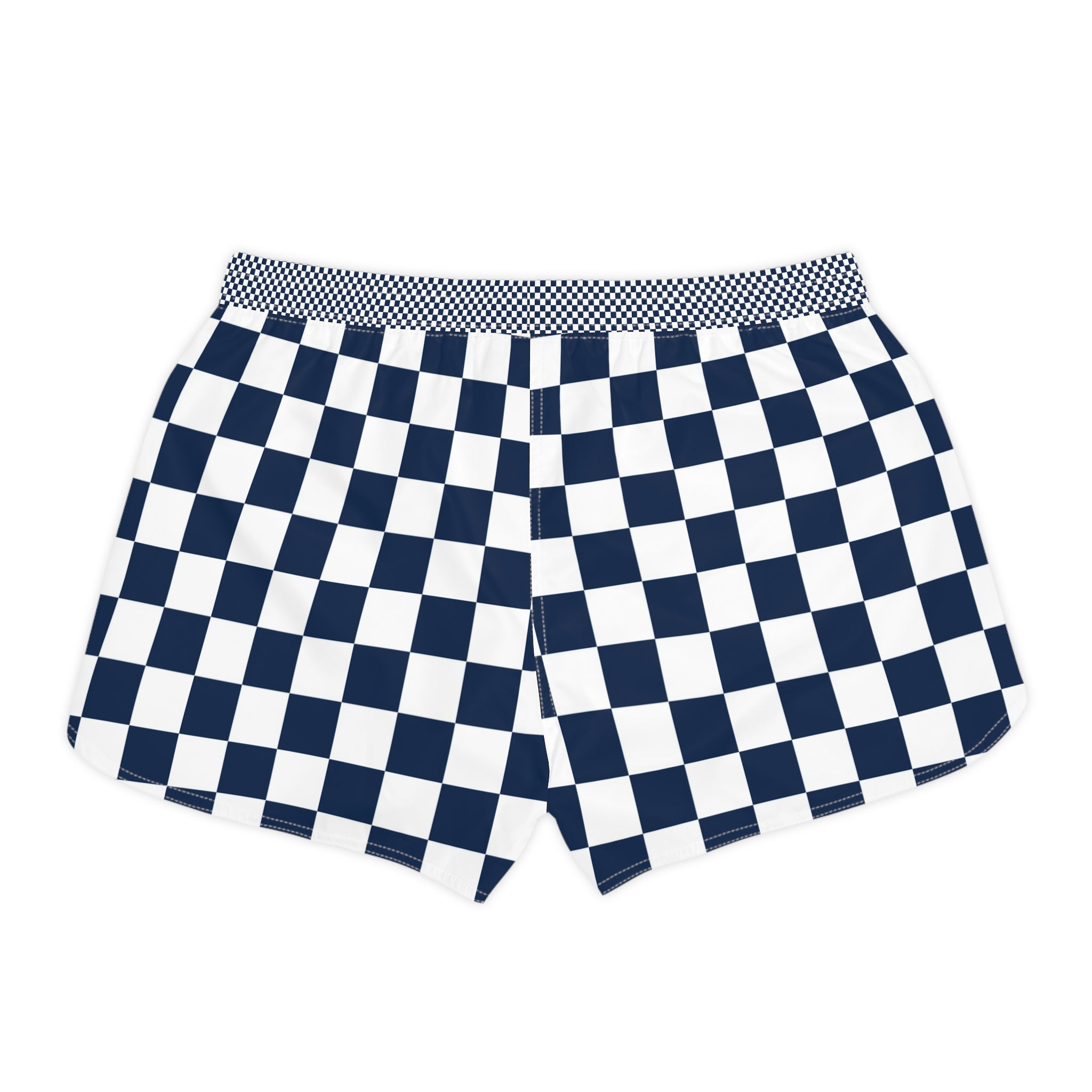 Checkerboard White and Navy Blue Women's Casual Shorts (AOP), Artsulli - Art is Long, Life is Short, All Over Prints, , , , , , , 