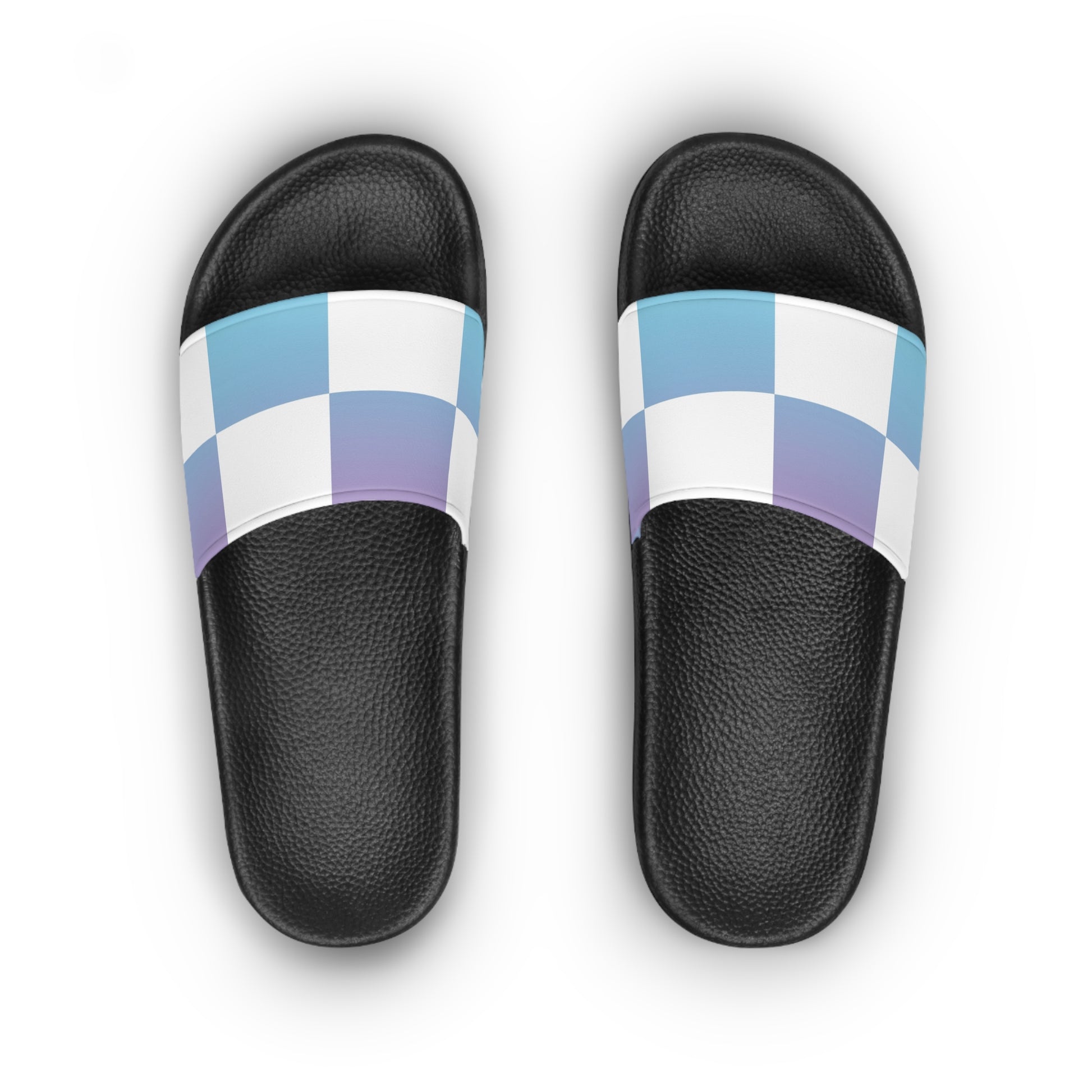 Vaporwave Check Women's Slide Sandals, Artsulli - Art is Long, Life is Short, Shoes, , , , , , , 