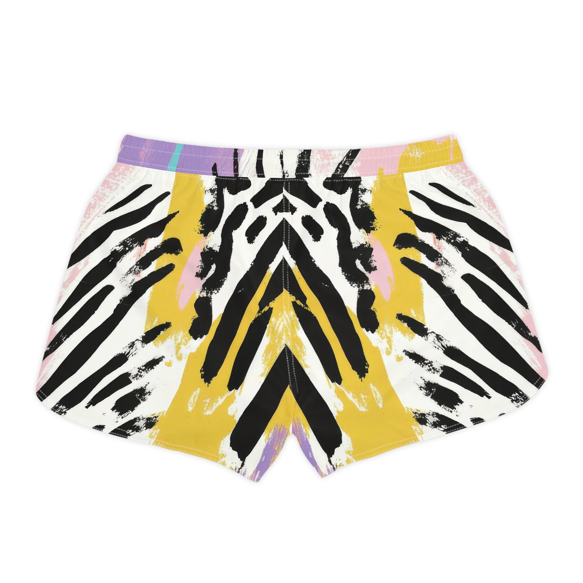 Wild Zebra Stripes x Paint Brush Strokes Multi-Color Women's Casual Shorts (AOP), Artsulli - Art is Long, Life is Short, All Over Prints, , , , , , , 