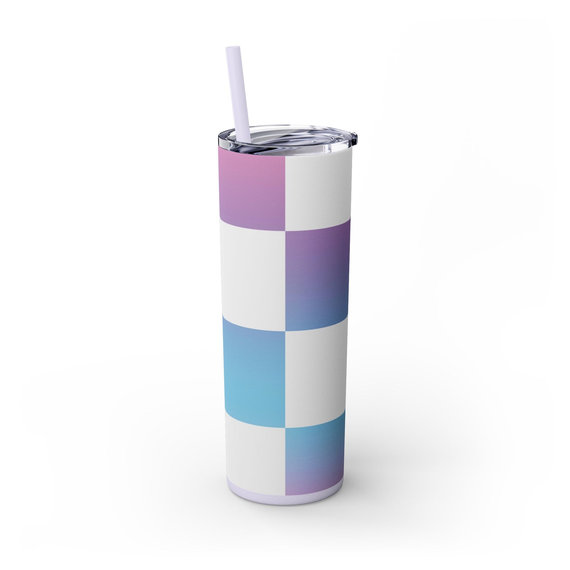 Vaporwave Check Skinny Tumbler with Straw, 20oz, Artsulli - Art is Long, Life is Short, Mug, , , , , , , 