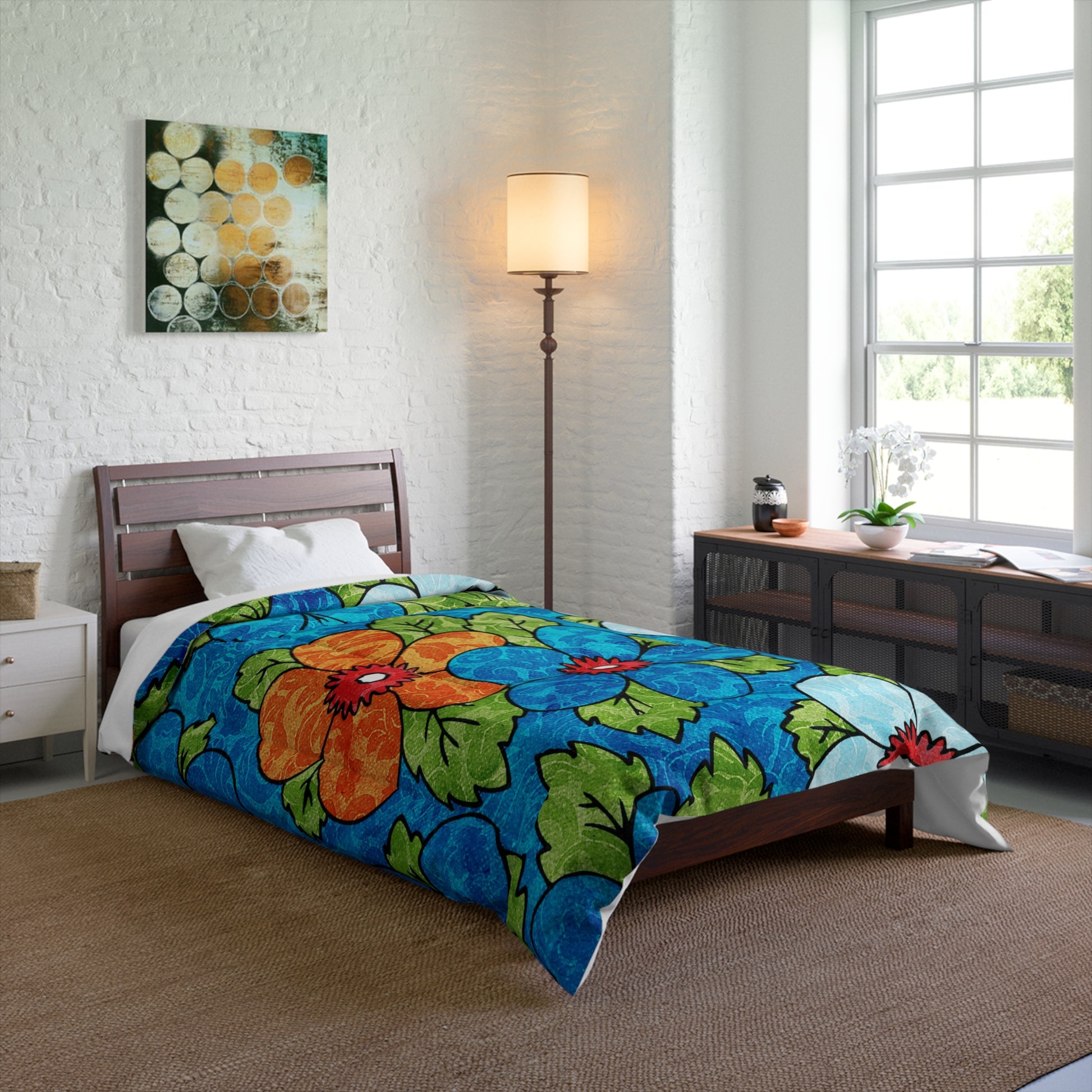 Blue Orange Groovy Comforter, Artsulli - Art is Long, Life is Short, Home Decor, , , , , , , 