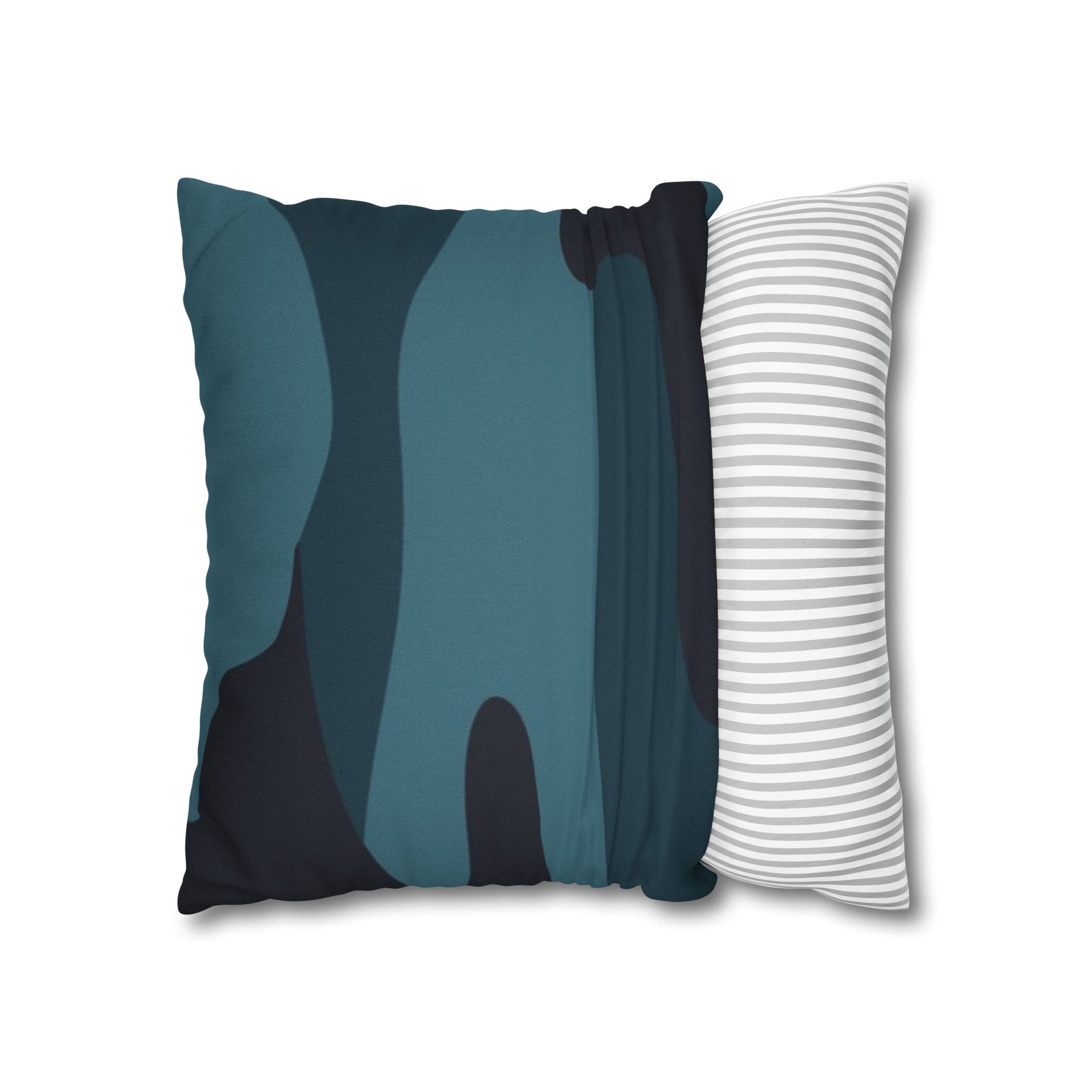 Blue Camouflage Spun Polyester Square Pillowcase, Artsulli - Art is Long, Life is Short, Home Decor, , , , , , , 