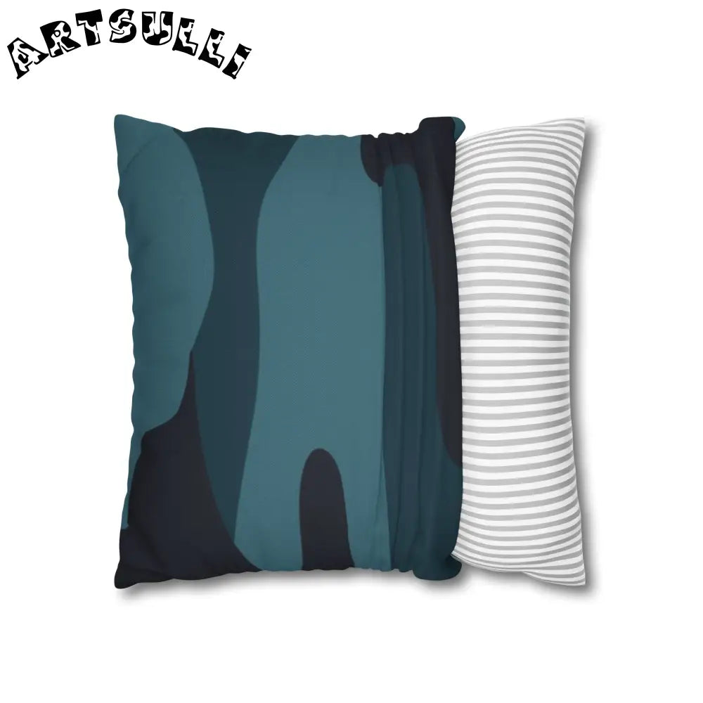 JAKKOUTTHEBXX Blue Camouflage Spun Polyester Square Pillowcase