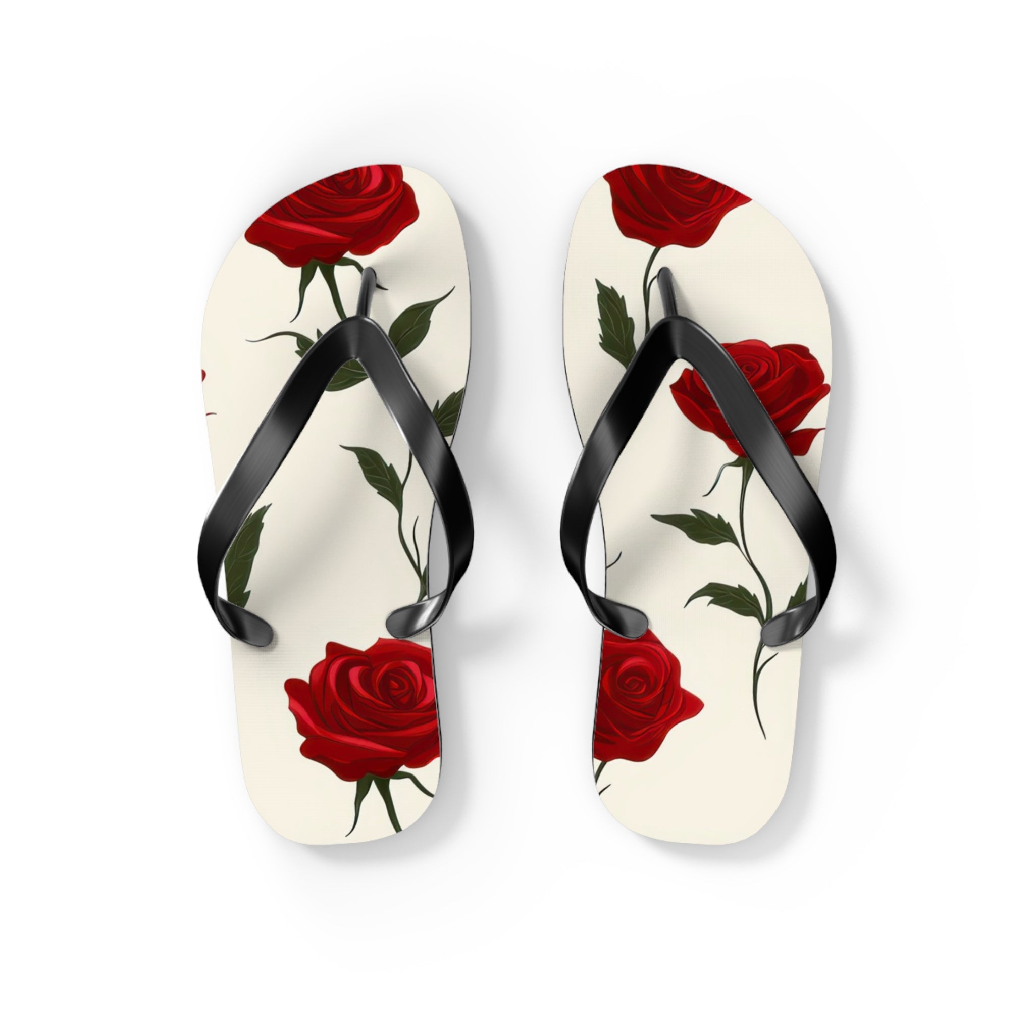 Red Roses Flip Flops, Artsulli - Art is Long, Life is Short, Shoes, Size, S, Color, Black sole, , , 10467105883282