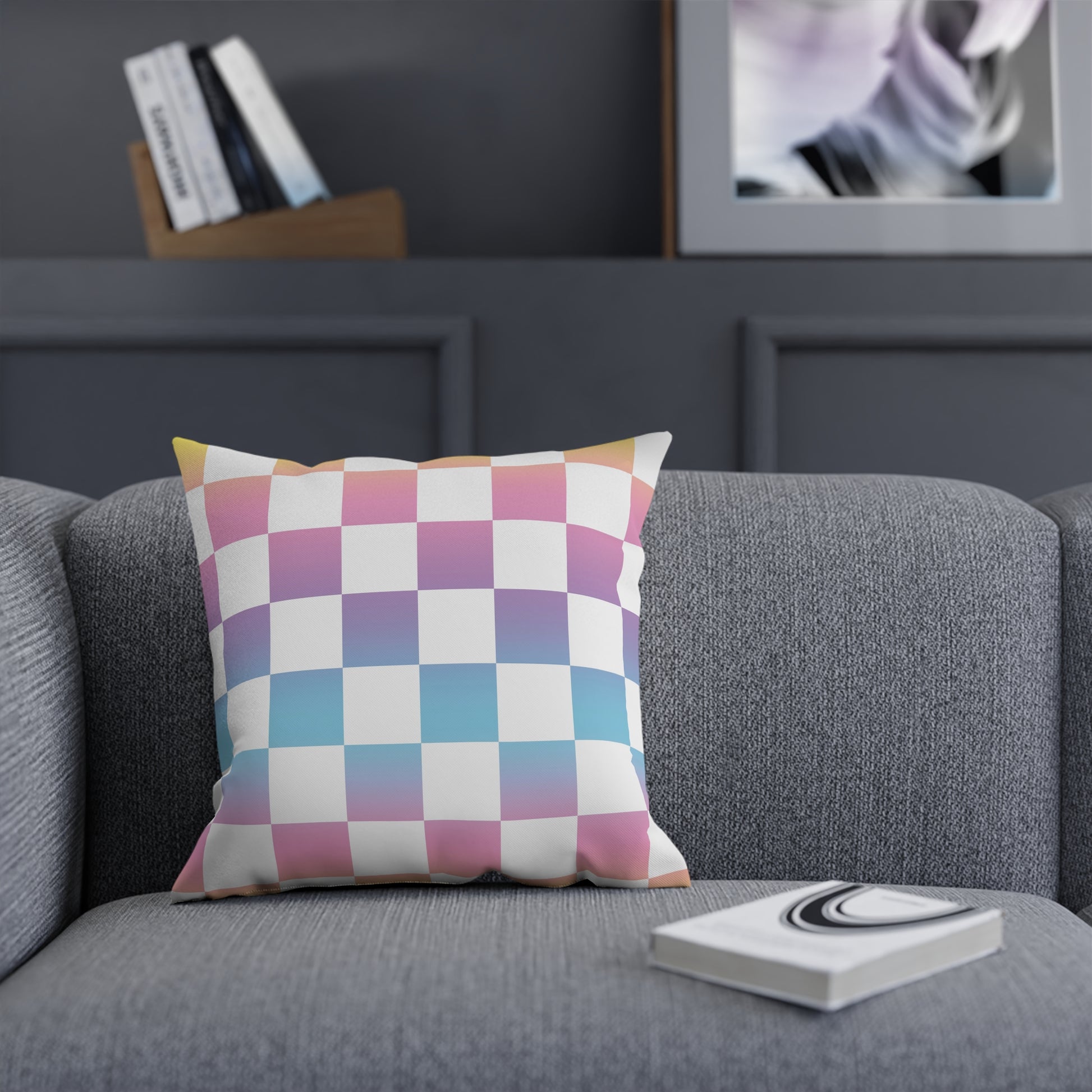 Vaporwave Check Cushion, Artsulli - Art is Long, Life is Short, Home Decor, , , , , , , 