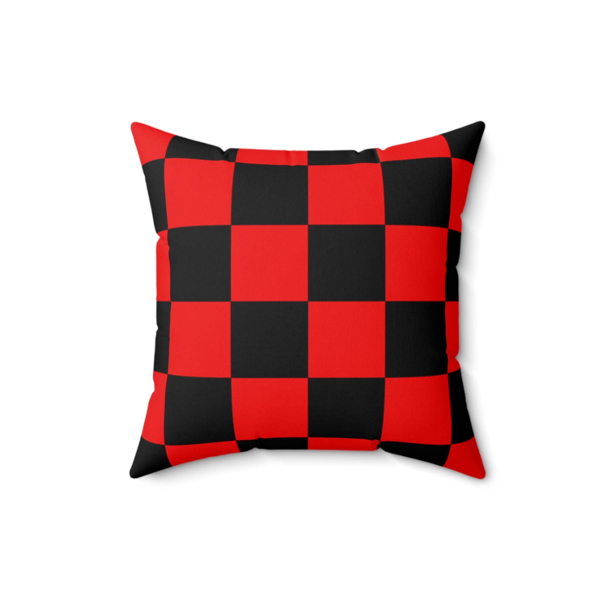 Checkerboard Red and Black Spun Polyester Square Pillow, Artsulli - Art is Long, Life is Short, Home Decor, Size, 16" × 16", , , , , 96645660763021585873