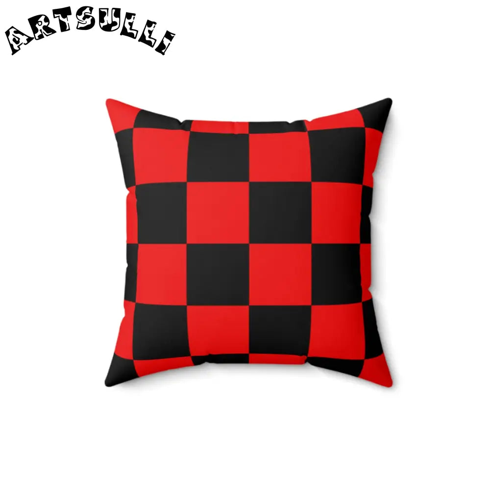 JAKKOUTTHEBXX Checkerboard Red and Black Spun Polyester Square