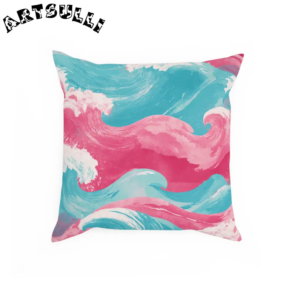 JAKKOUTTHEBXX The Great Pastelwave Pink and Blue Cushion