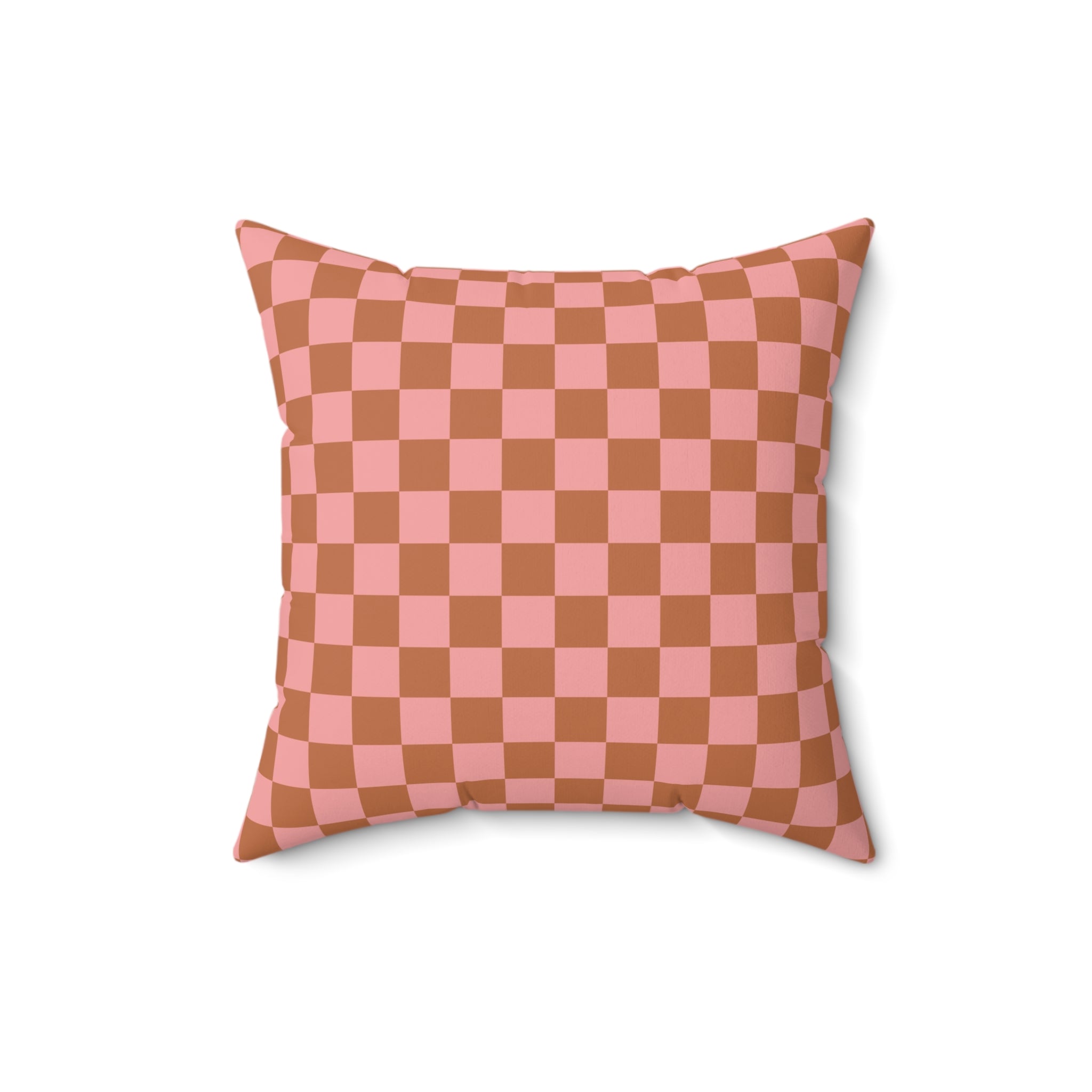 Chessboard Pink and Brown Spun Polyester Square Pillow, Artsulli - Art is Long, Life is Short, Home Decor, , , , , , , 
