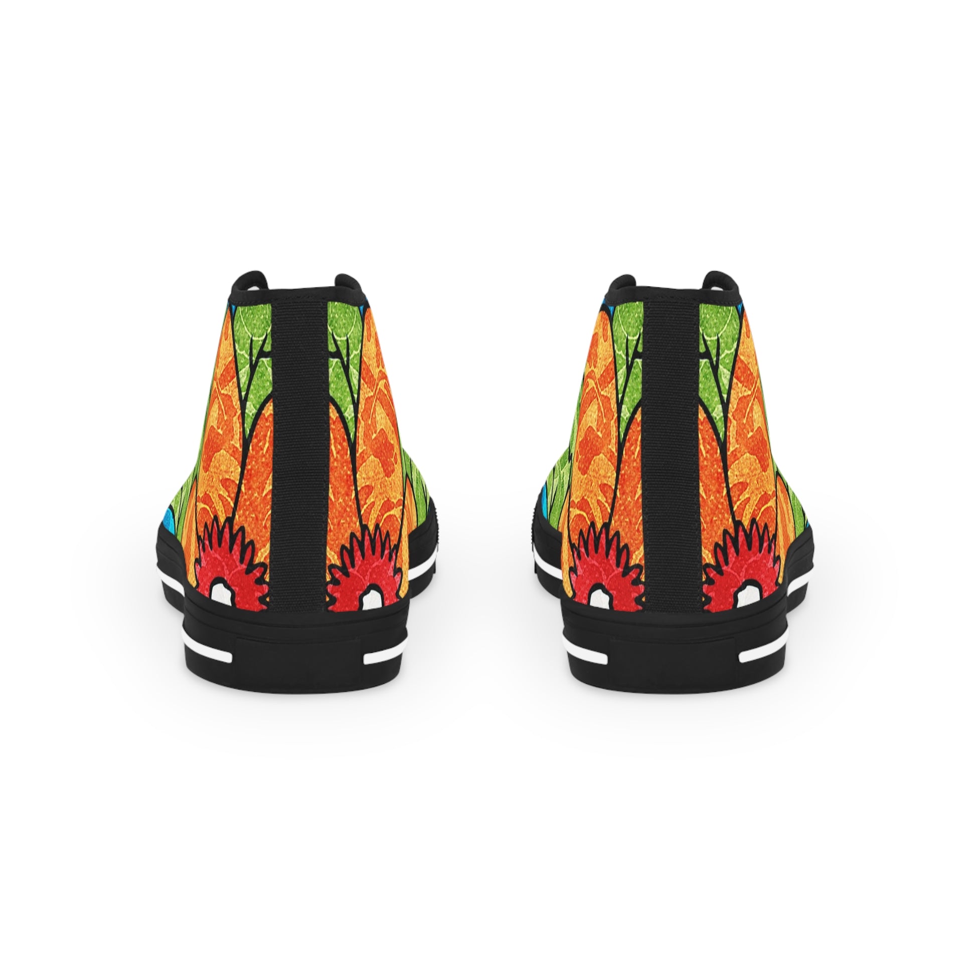 Blue Orange Groovy Men's High Top Sneakers, Artsulli - Art is Long, Life is Short, Shoes, , , , , , , 