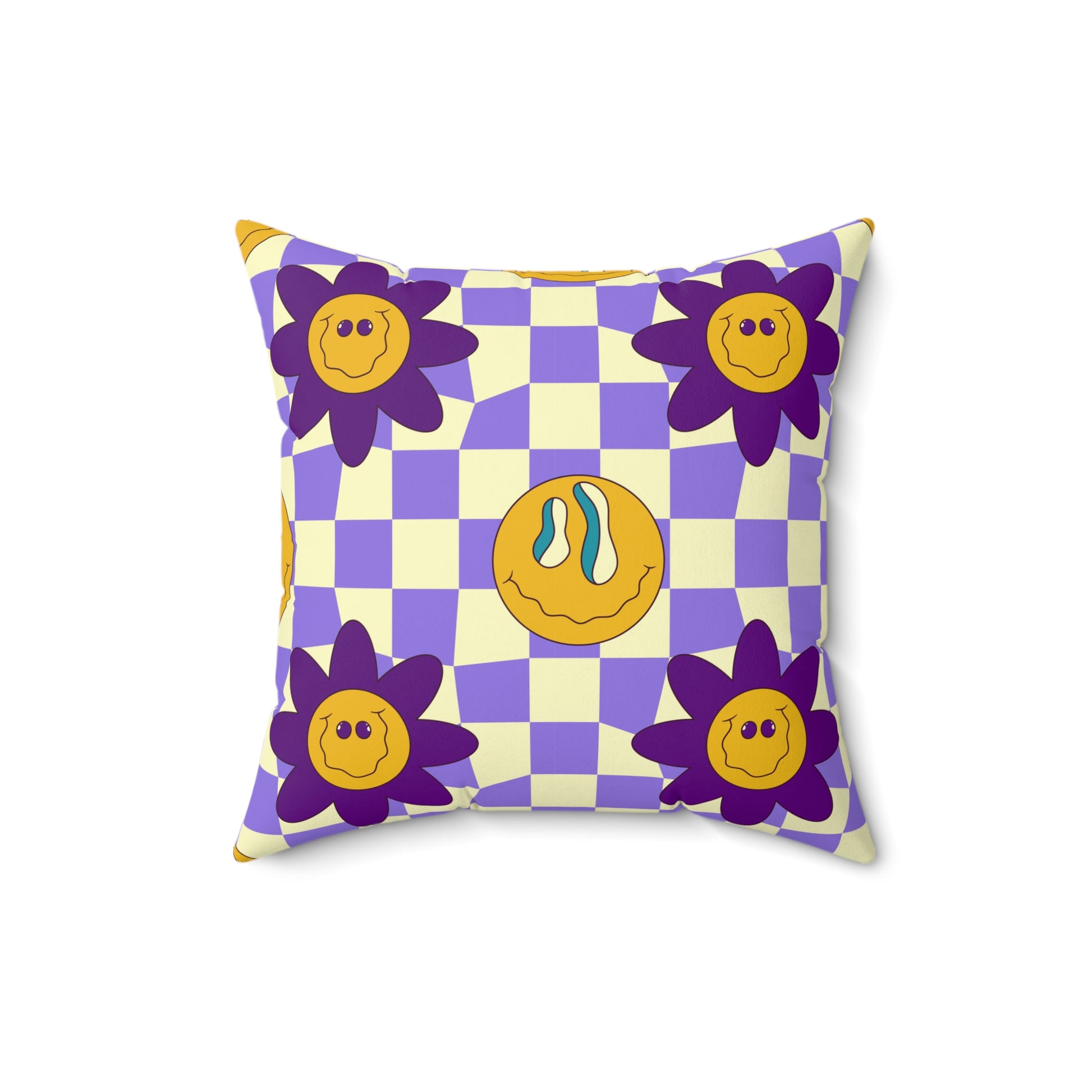 Trippy Flower Power Motifs Spun Polyester Square Pillow, Artsulli - Art is Long, Life is Short, Home Decor, Size, 16" × 16", , , , , 13756884323930