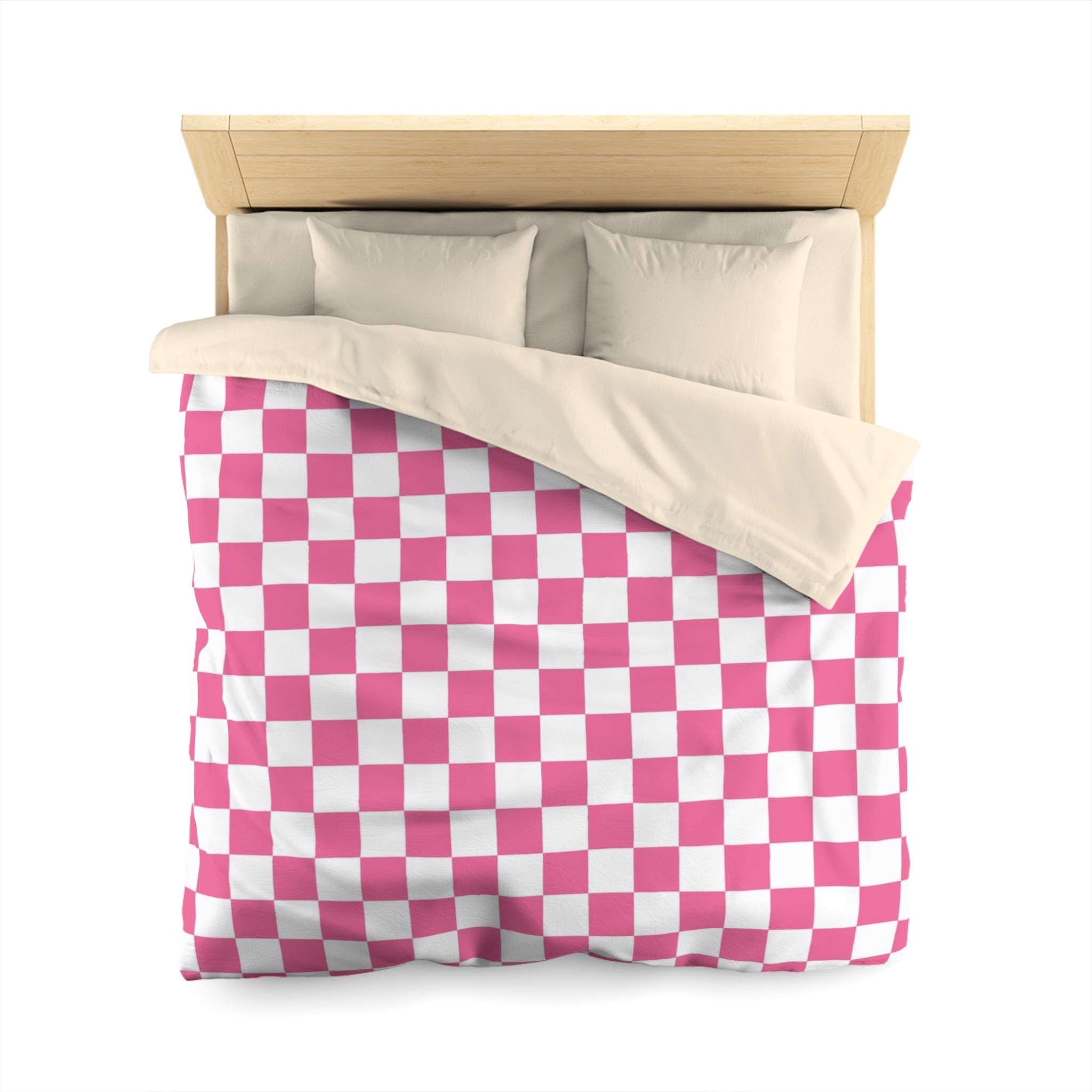 Yuyushiki Pink Check Microfiber Duvet Cover, Artsulli - Art is Long, Life is Short, Home Decor, , , , , , , 