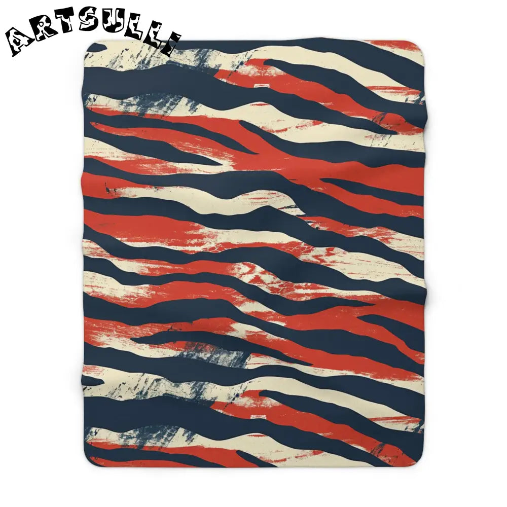 JAKKOUTTHEBXX Red White Blue Abstract Striped Illustration Printed