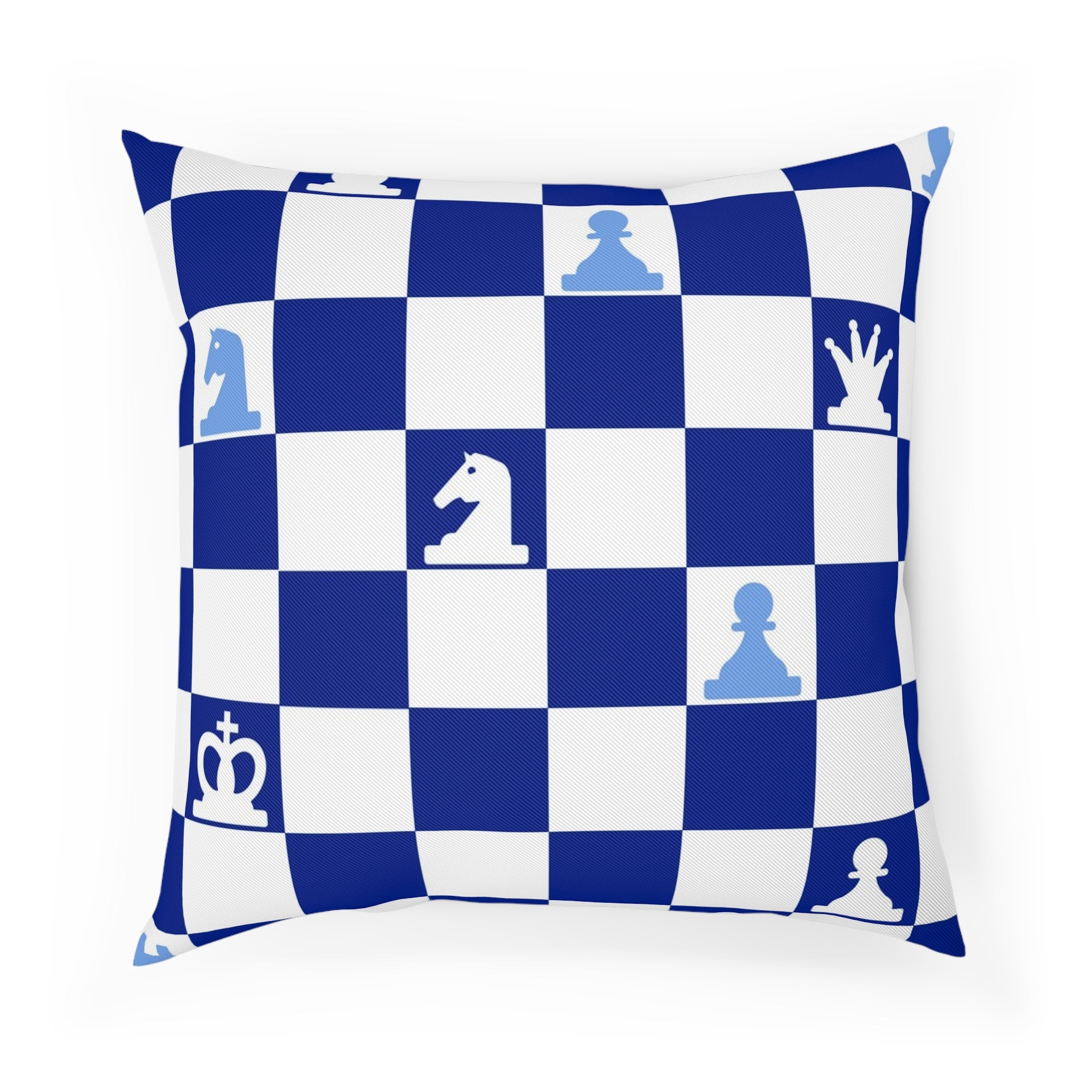 Chessboard Navy Blue Cushion, Artsulli - Art is Long, Life is Short, Home Decor, Size, 18.1" × 18.1", , , , , 17979965909984976625