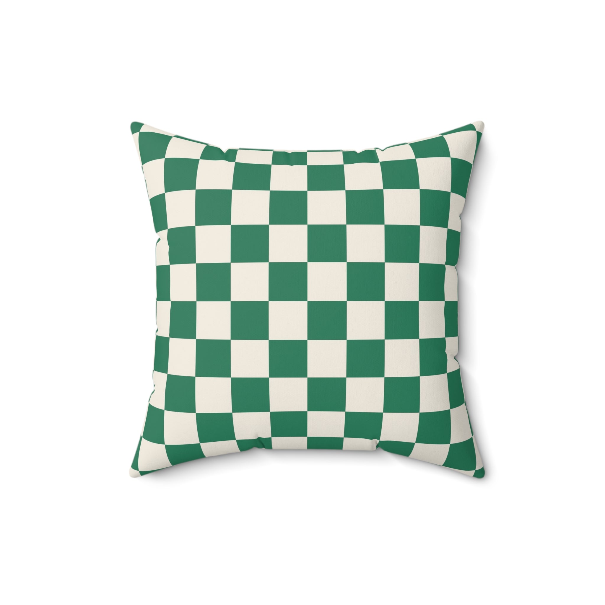 Checkerboard Dark Green Spun Polyester Square Pillow, Artsulli - Art is Long, Life is Short, Home Decor, , , , , , , 
