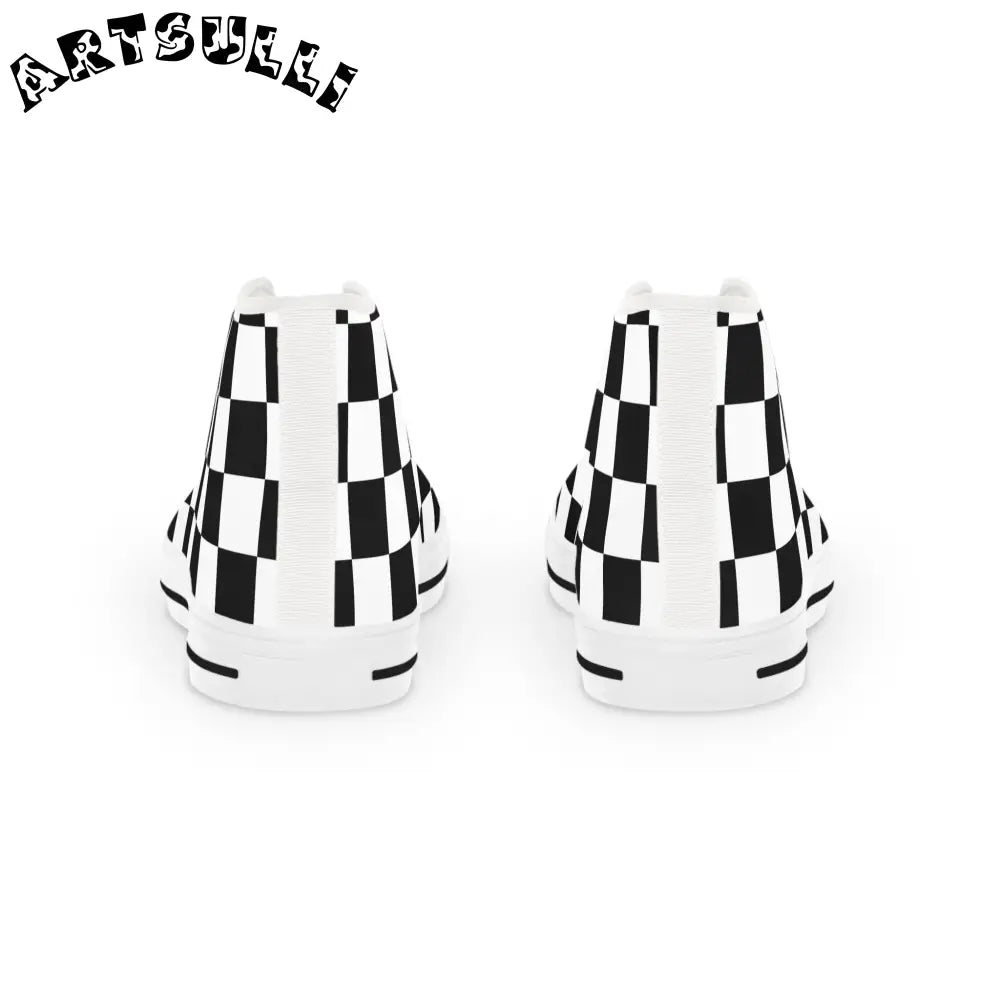 JAKKOUTTHEBXX Checkerboard Black and White Men’s High Top Sneakers