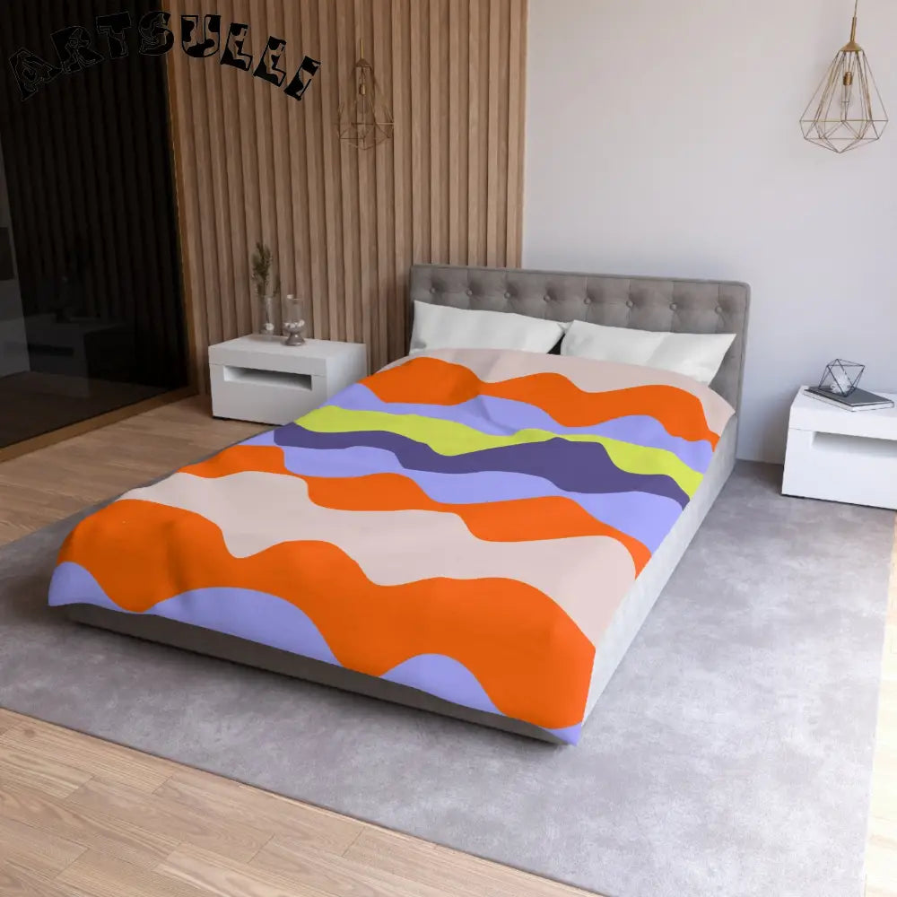 JAKKOUTTHEBXX Waves Red and Blue Microfiber Duvet Cover