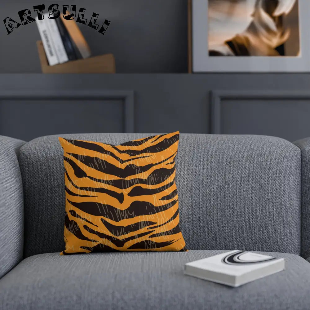 JAKKOUTTHEBXX Tiger Scratches Orange & Black Cushion JAKKOUTTHEBXX