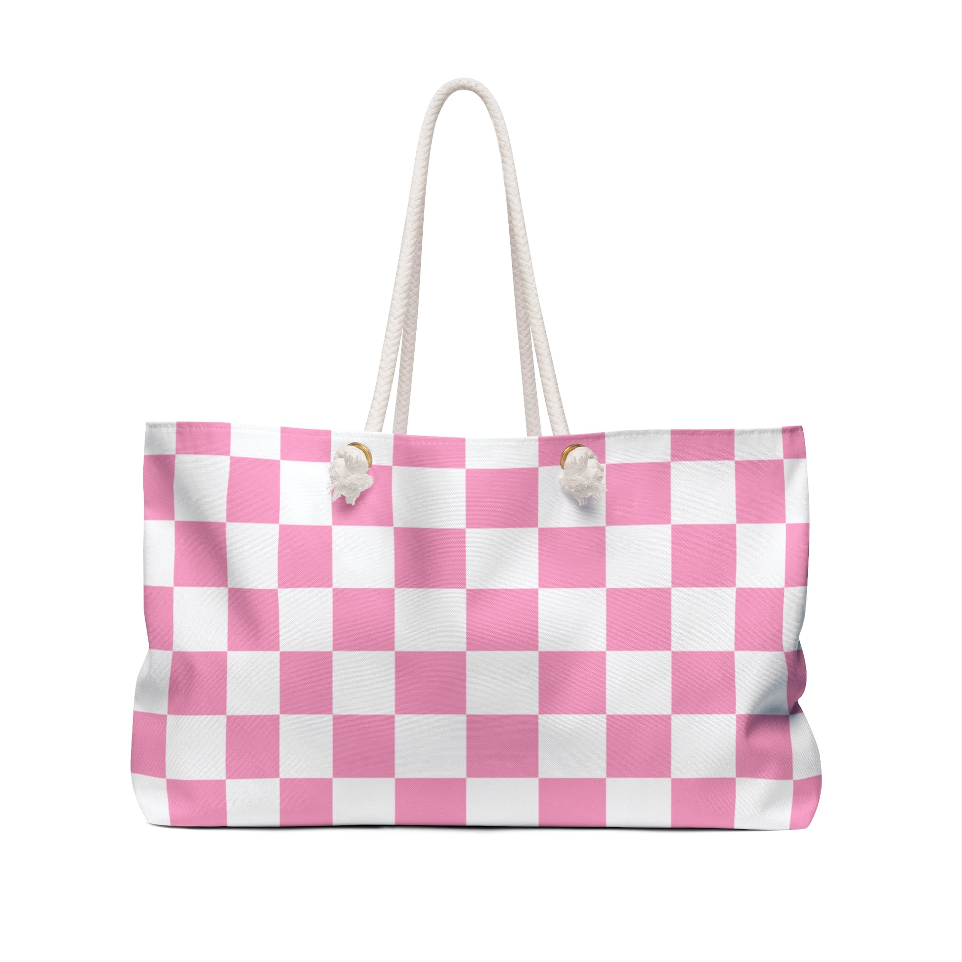 Checkerboard Hot Pink and White Weekender Bag, Artsulli - Art is Long, Life is Short, Bags, , , , , , , 