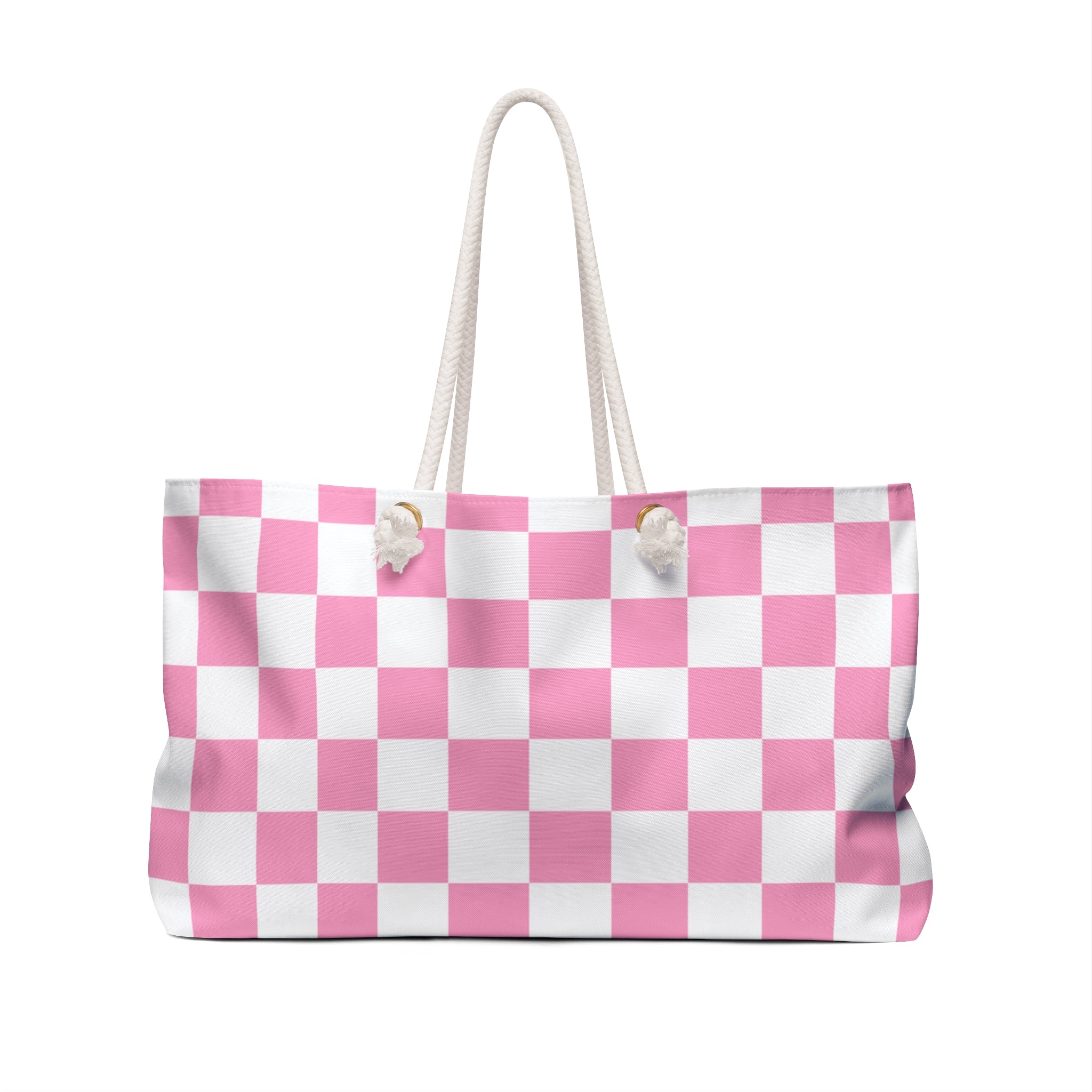 Checkerboard Hot Pink and White Weekender Bag, Artsulli - Art is Long, Life is Short, Bags, , , , , , , 