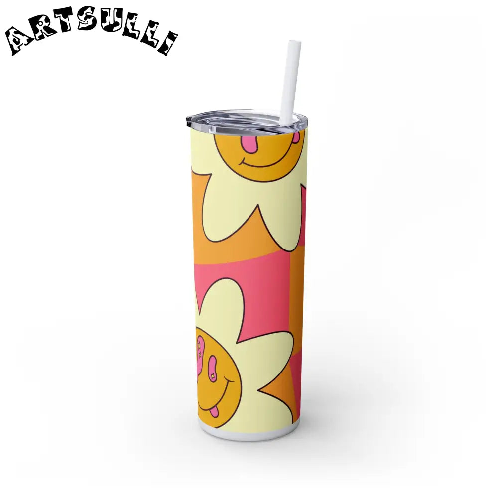 JAKKOUTTHEBXX Trippy Sour Face Rave Skinny Tumbler with Straw 20oz
