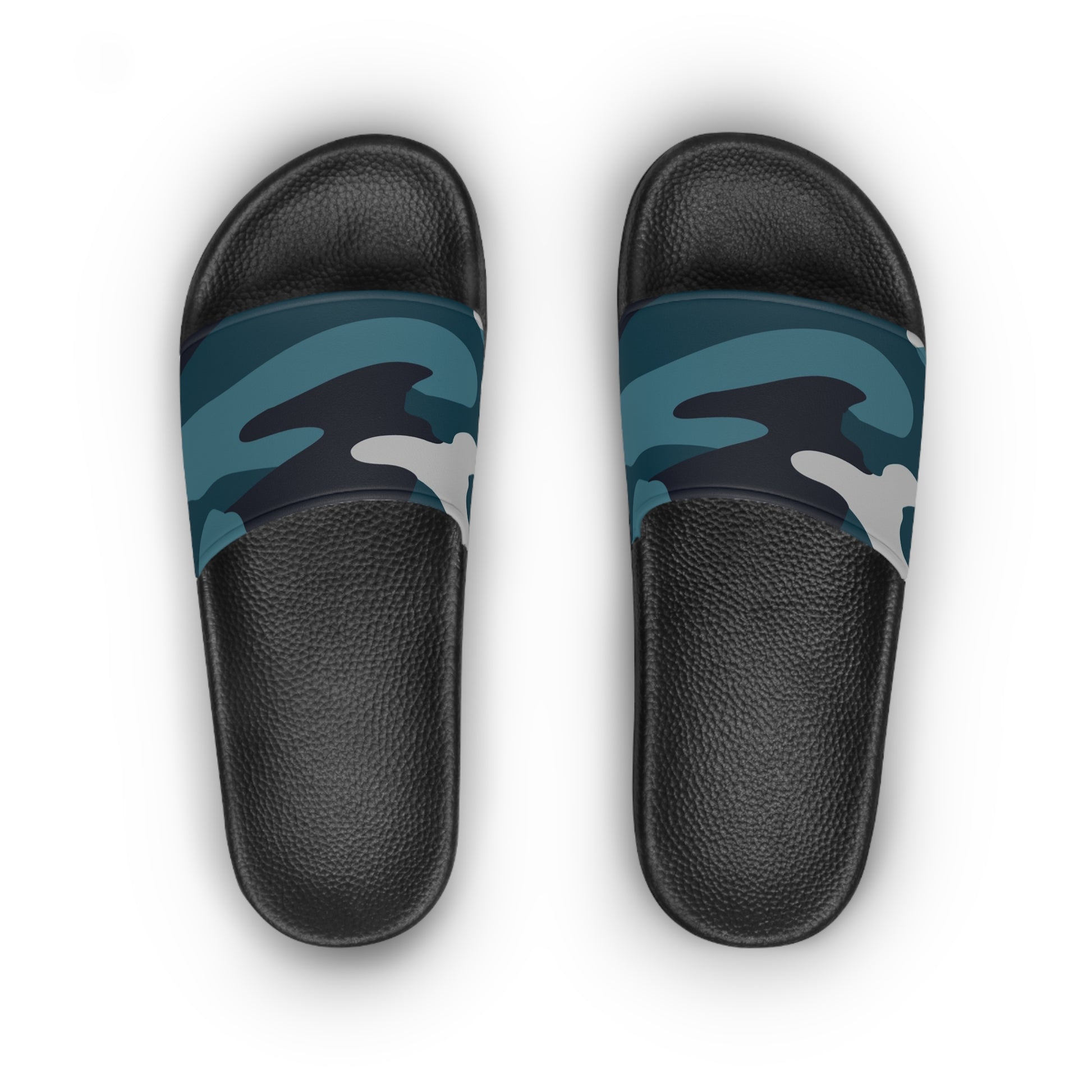 Blue Camouflage Women's Slide Sandals, Artsulli - Art is Long, Life is Short, Shoes, , , , , , , 