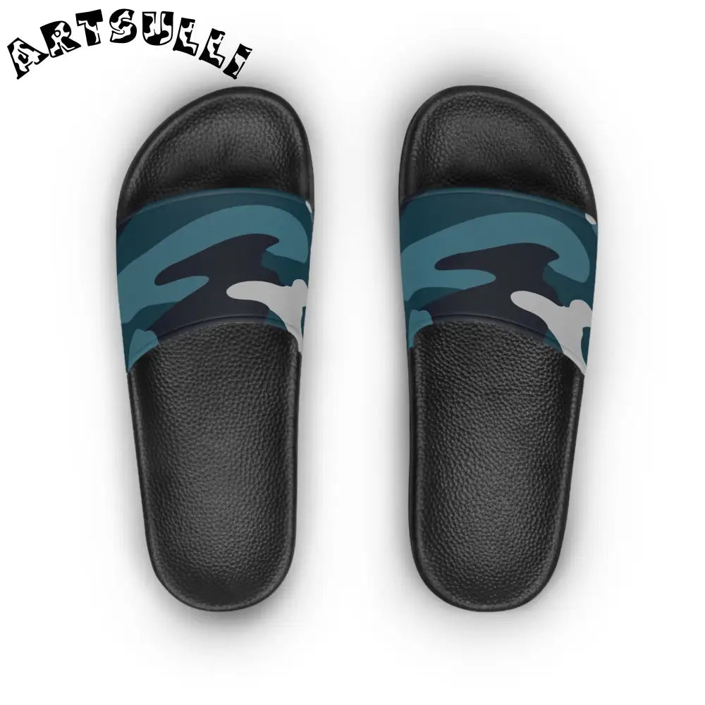 JAKKOUTTHEBXX Blue Camouflage Women’s Slide Sandals JAKKOUTTHEBXX
