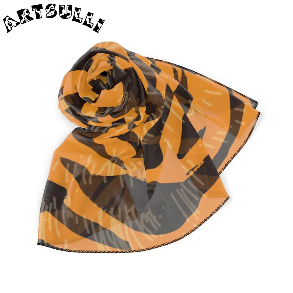 JAKKOUTTHEBXX Tiger Scratches Orange & Black Poly Scarf