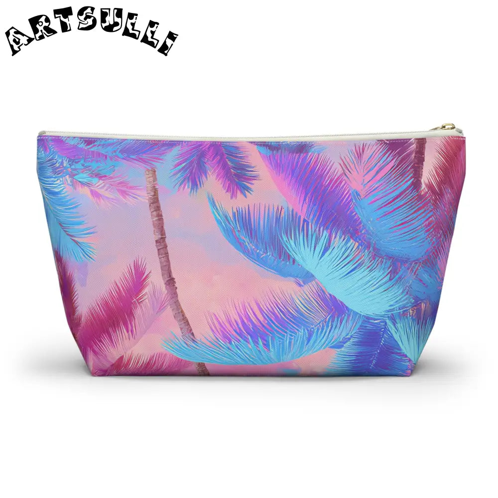 JAKKOUTTHEBXX Ethereal Pastel Palms II Blue and Pink Accessory Pouch