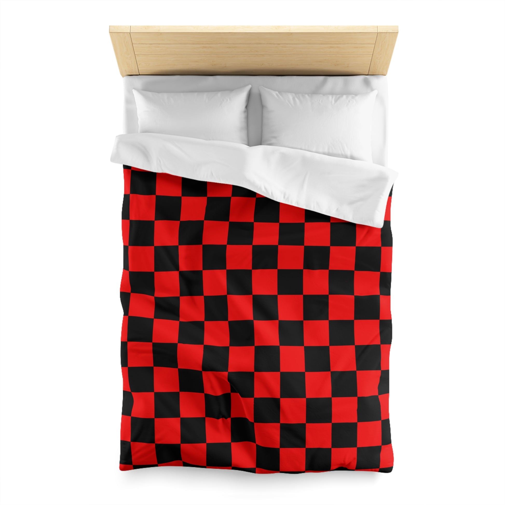 Checkerboard Red and Black Microfiber Duvet Cover, Artsulli - Art is Long, Life is Short, Home Decor, , , , , , , 