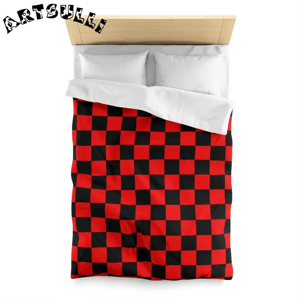 JAKKOUTTHEBXX Checkerboard Red and Black Microfiber Duvet Cover