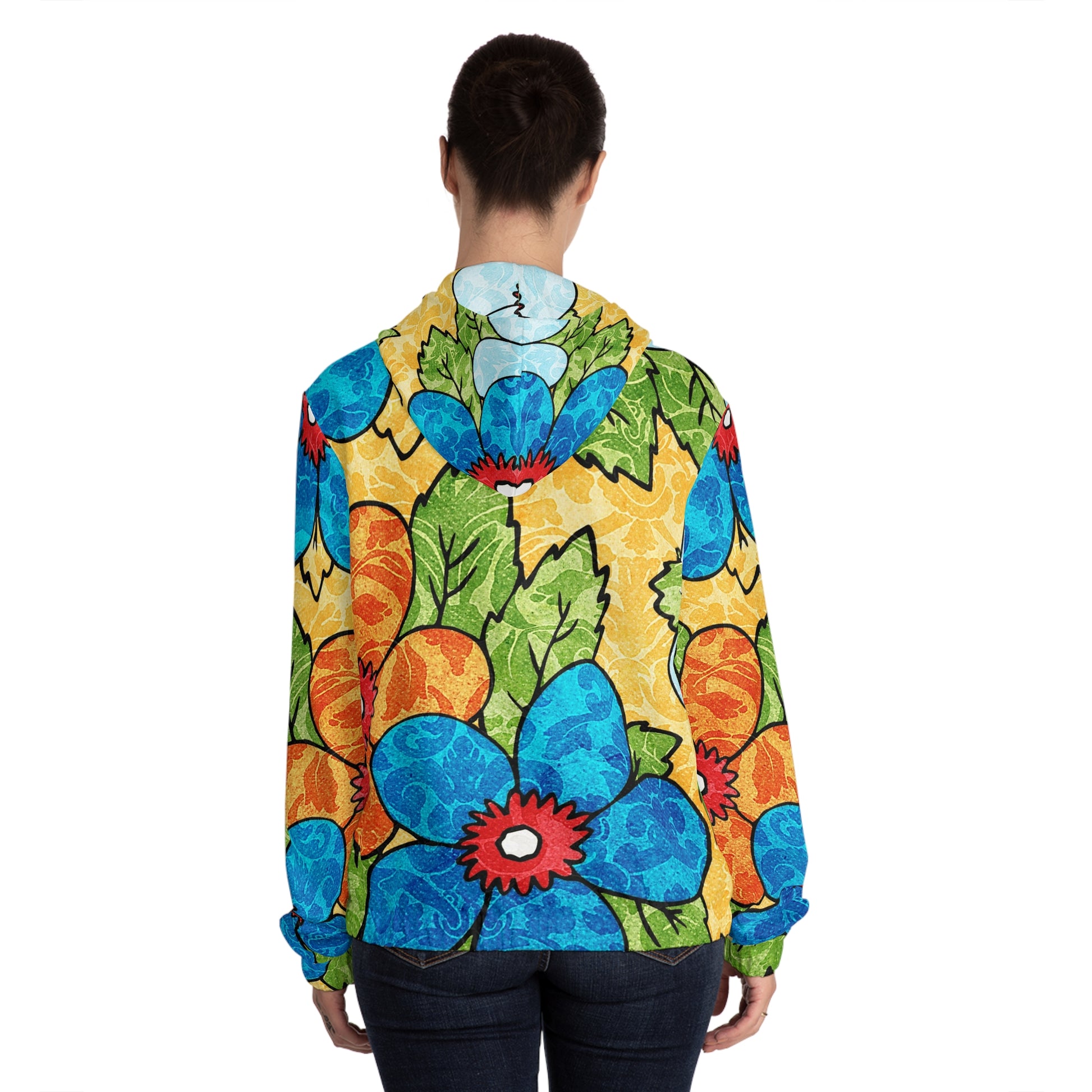 Groovy Yellow Floral Kl Women’s Full-Zip Hoodie (AOP), Artsulli - Art is Long, Life is Short, All Over Prints, , , , , , , 