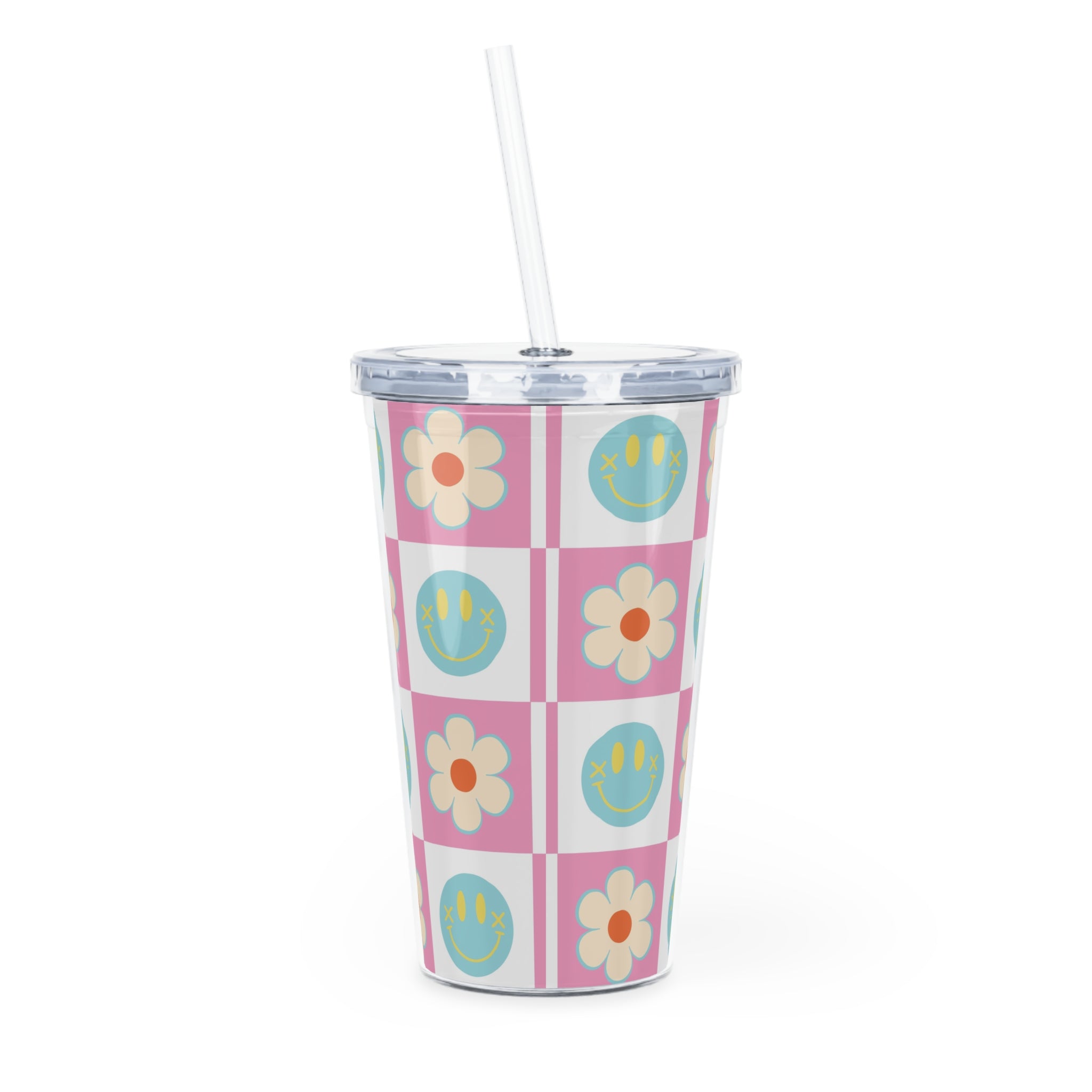 Madotsukis Grin Bloom Plastic Tumbler with Straw, Artsulli - Art is Long, Life is Short, Mug, , , , , , , 