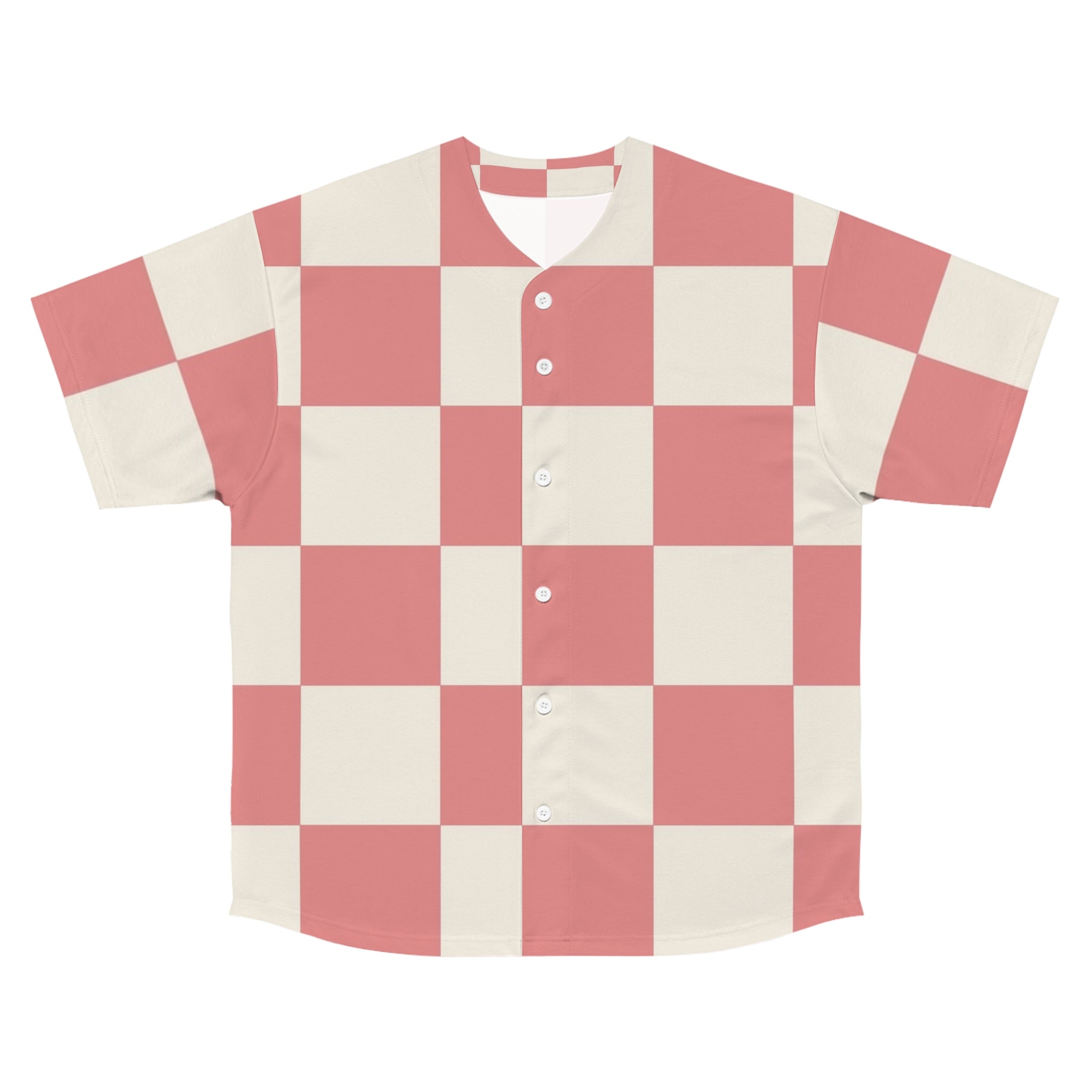 Retro Checkered Grassland Sprites Men's Baseball Jersey (AOP), Artsulli - Art is Long, Life is Short, All Over Prints, Size, S, Color, Seam thread color automatically matched to design, , , 18219907814338155400