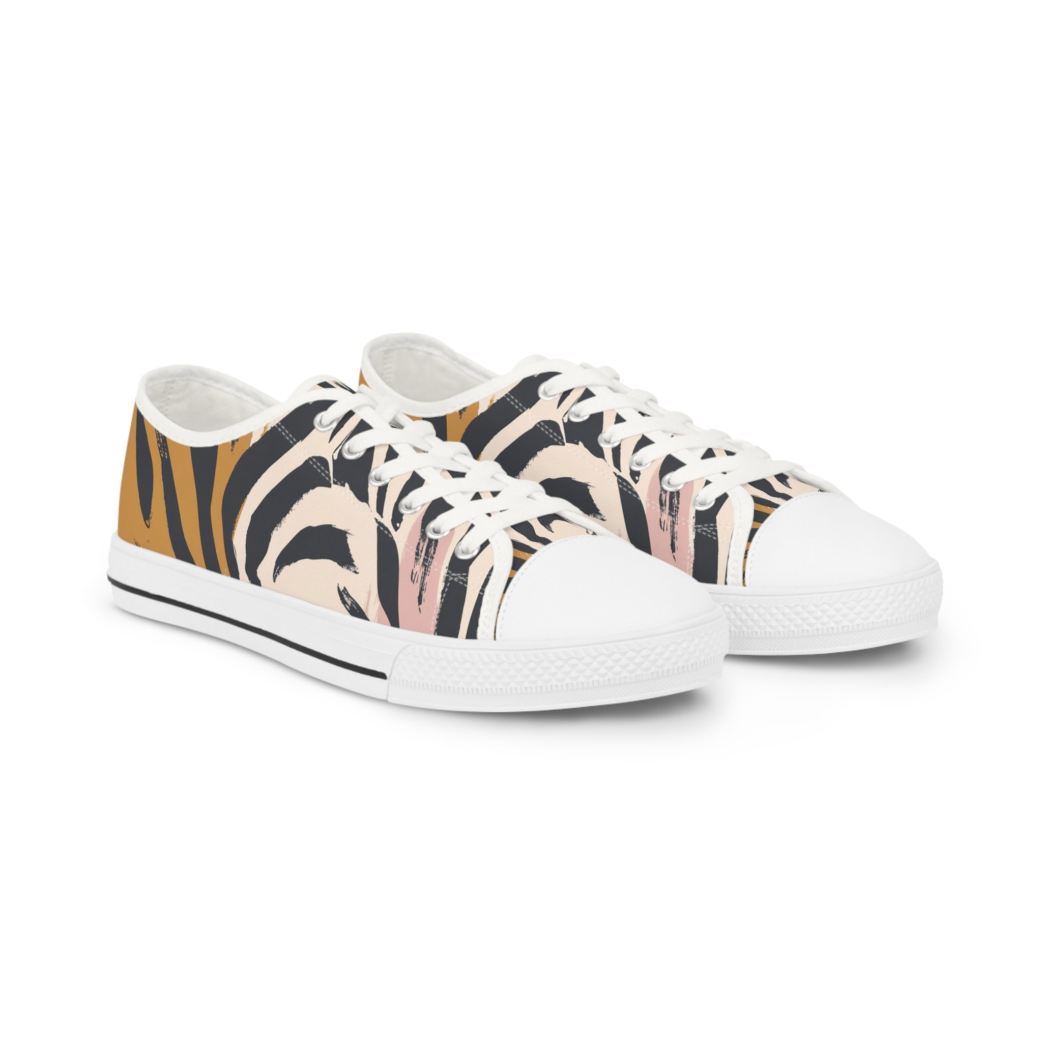 Zebra Brush Strokes Men's Low Top Sneakers, Artsulli - Art is Long, Life is Short, Shoes, Size, US 5, Color, White sole, , , 17580523312817