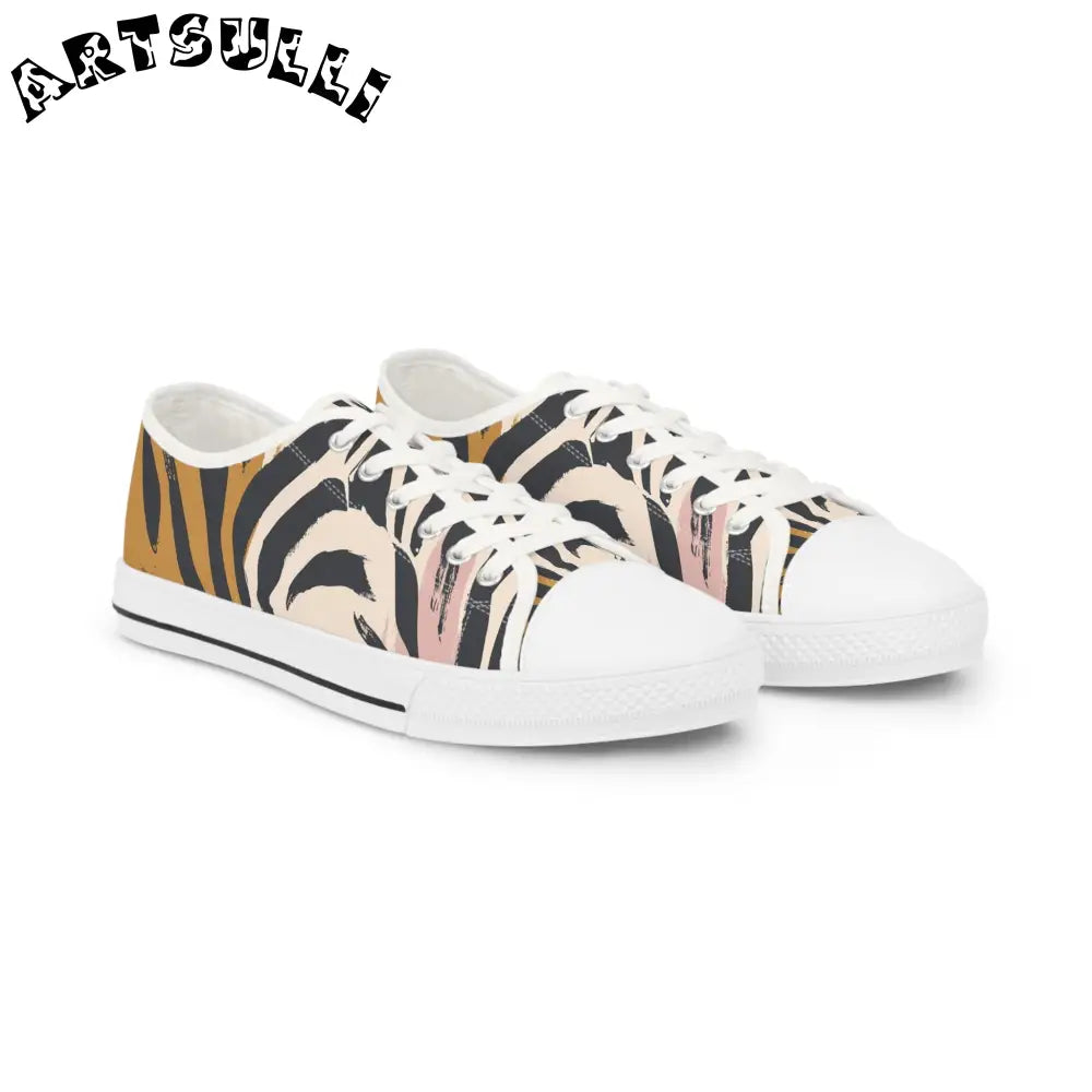 JAKKOUTTHEBXX White Canvas Sneakers with Abstract Zebra Illustration