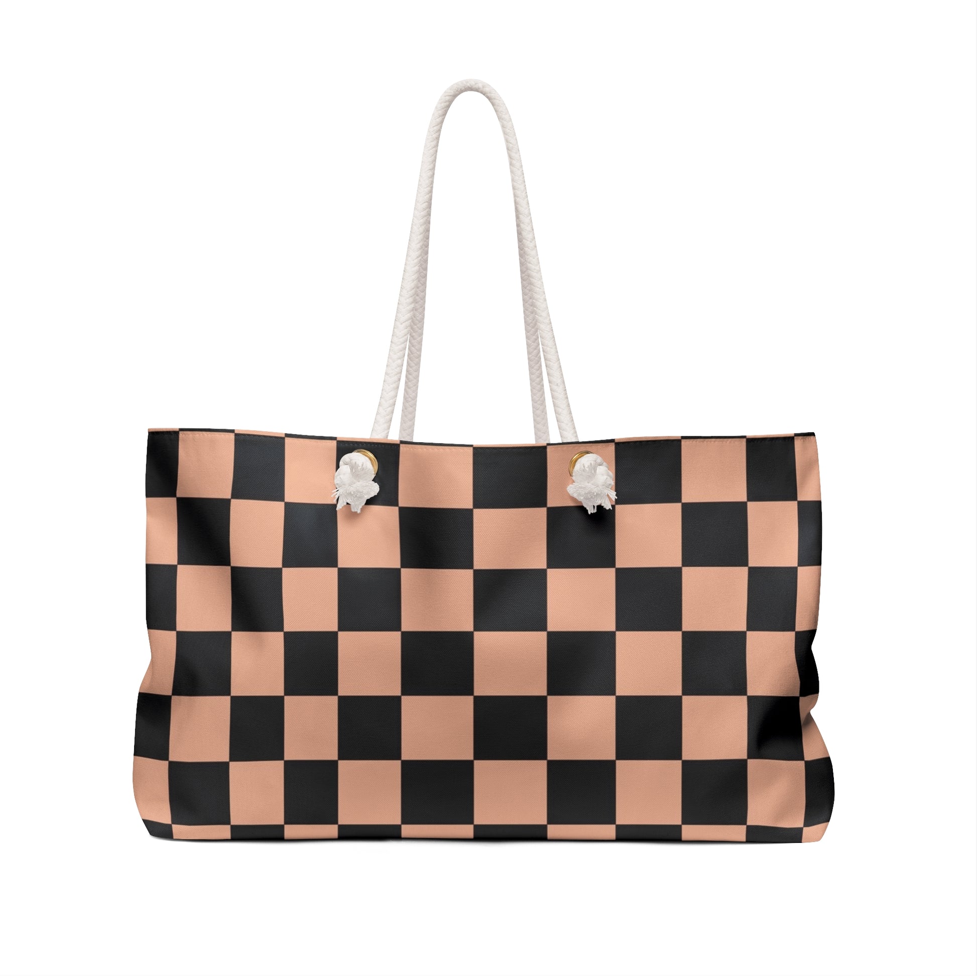 Checkerboard Soft Orange and Black Weekender Bag, Artsulli - Art is Long, Life is Short, Bags, , , , , , , 
