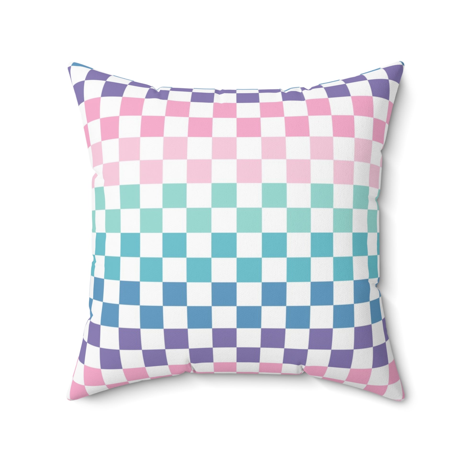 Vaporwave Rainbow  Checkerboard Multi-Color Spun Polyester Square Pillow, Artsulli - Art is Long, Life is Short, Home Decor, Size, 20" × 20", , , , , 11254082693436498432