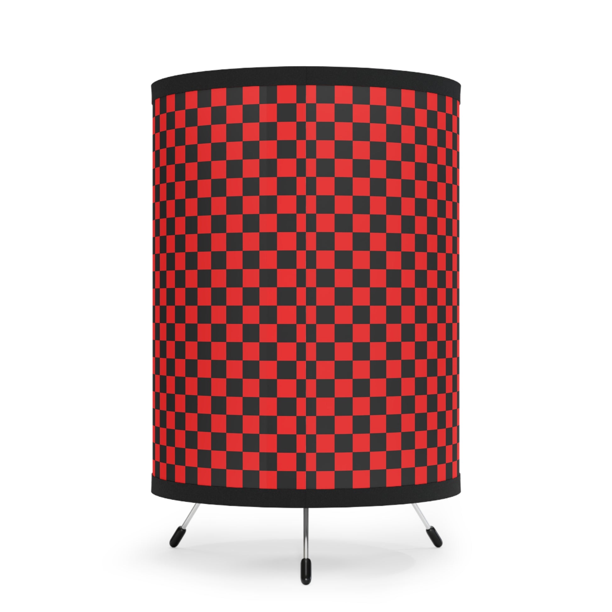 Checkerboard Red and Black Tripod Lamp with High-Res Printed Shade, US\CA plug, Artsulli - Art is Long, Life is Short, Home Decor, , , , , , , 