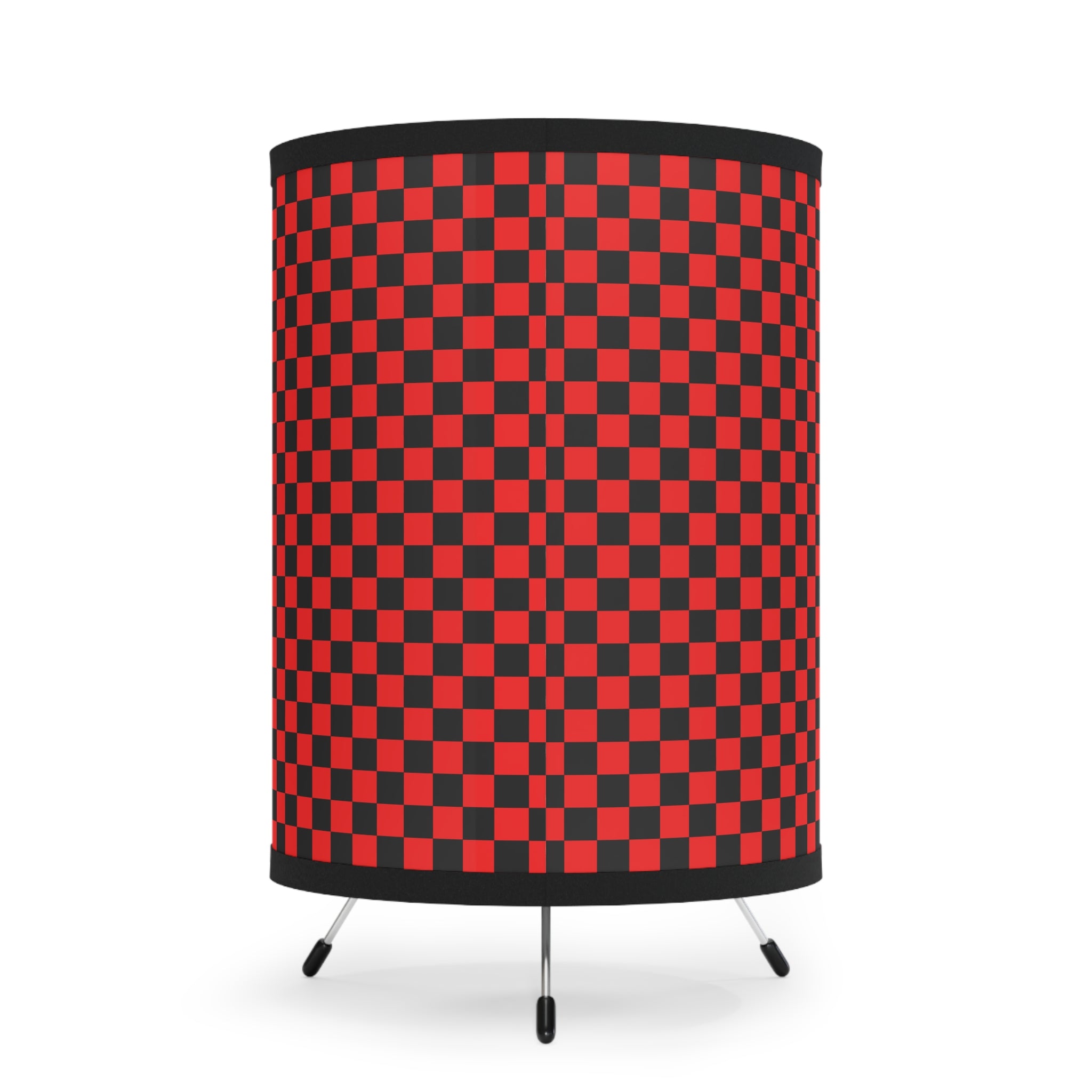 Checkerboard Red and Black Tripod Lamp with High-Res Printed Shade, US\CA plug, Artsulli - Art is Long, Life is Short, Home Decor, , , , , , , 