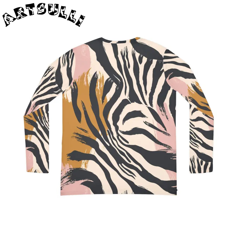 JAKKOUTTHEBXX Abstract Zebra Print Long Sleeve V Neck Shirt