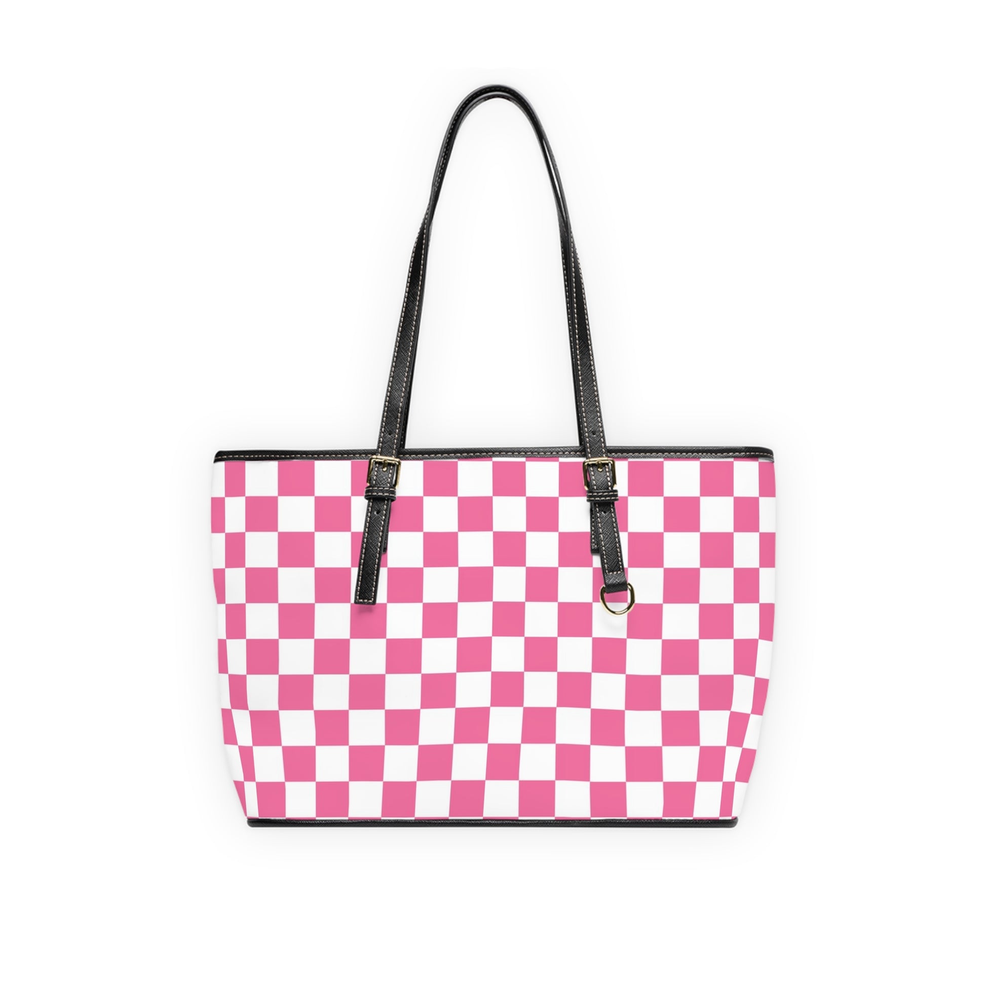 Yuyushiki Pink Check PU Leather Shoulder Bag, Artsulli - Art is Long, Life is Short, Bags, Size, 16" x 10", Color, Black, , , 14121686540480164546